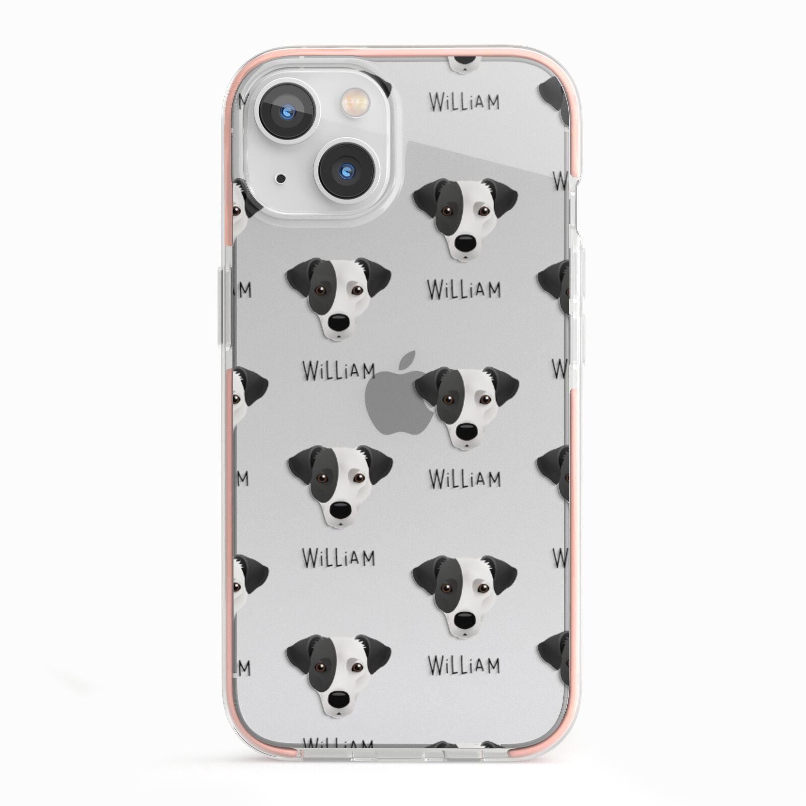 Jack Russell Terrier Icon with Name iPhone 13 TPU Impact Case with Pink Edges