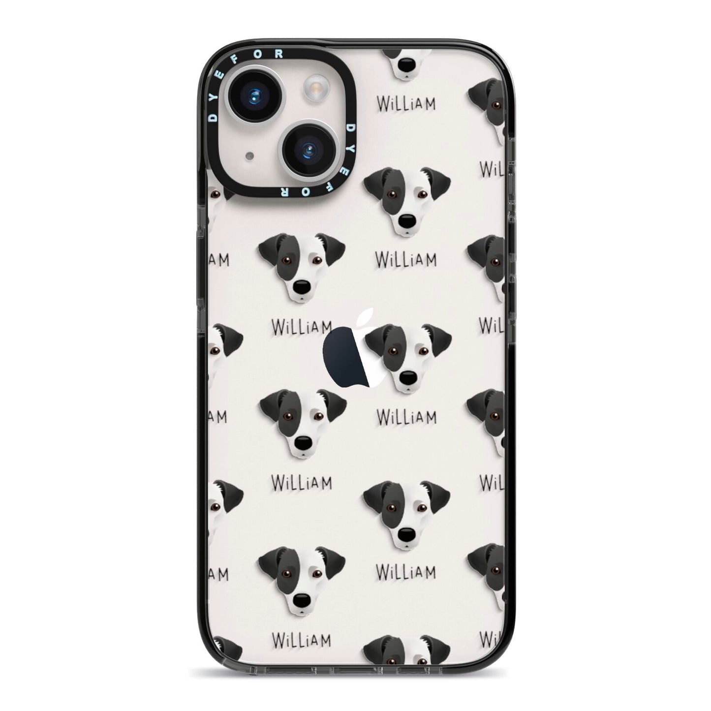 Jack Russell Terrier Icon with Name iPhone 14 Black Impact Case on Silver phone