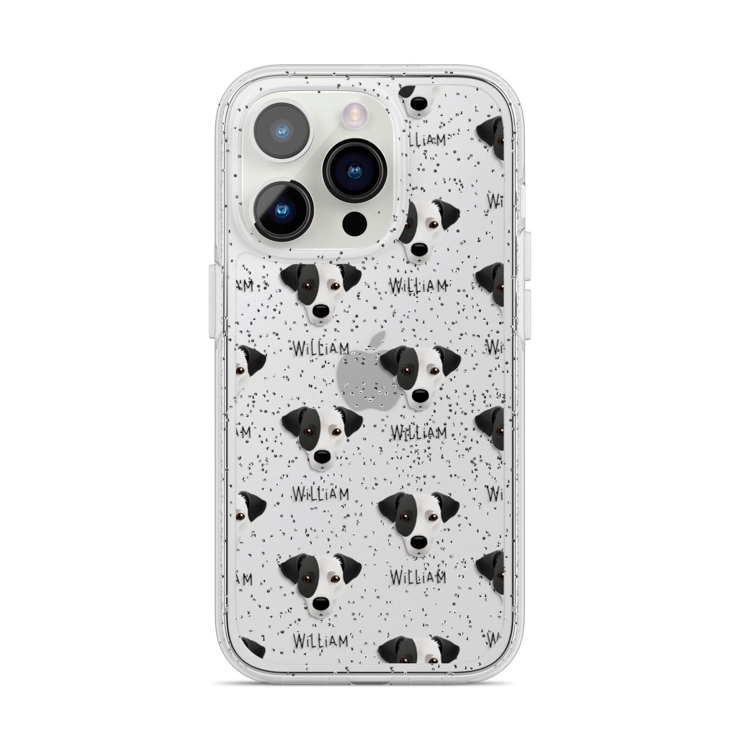 Jack Russell Terrier Icon with Name iPhone 14 Pro Glitter Tough Case Silver