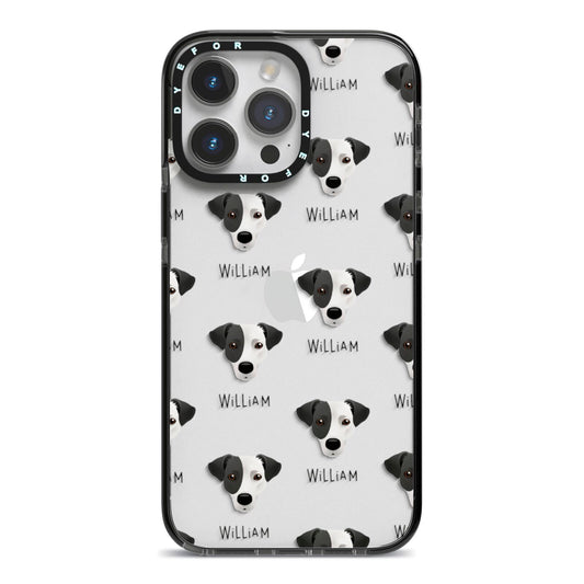 Jack Russell Terrier Icon with Name iPhone 14 Pro Max Black Impact Case on Silver phone