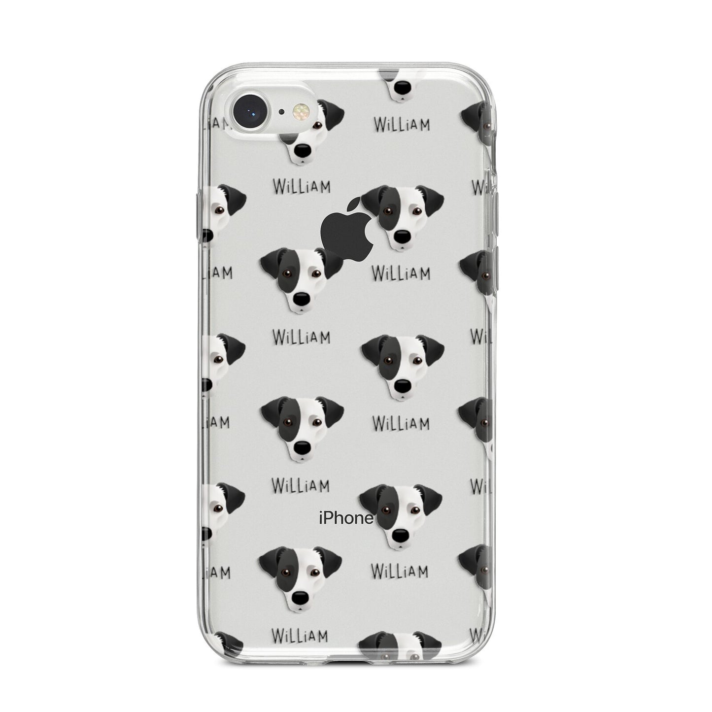 Jack Russell Terrier Icon with Name iPhone 8 Bumper Case on Silver iPhone
