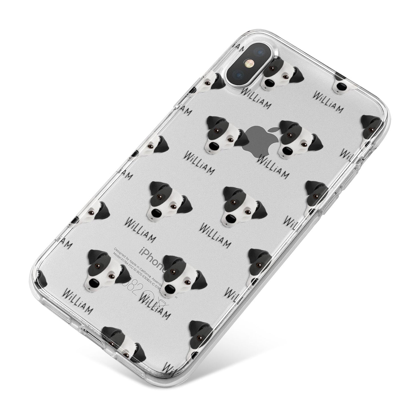 Jack Russell Terrier Icon with Name iPhone X Bumper Case on Silver iPhone