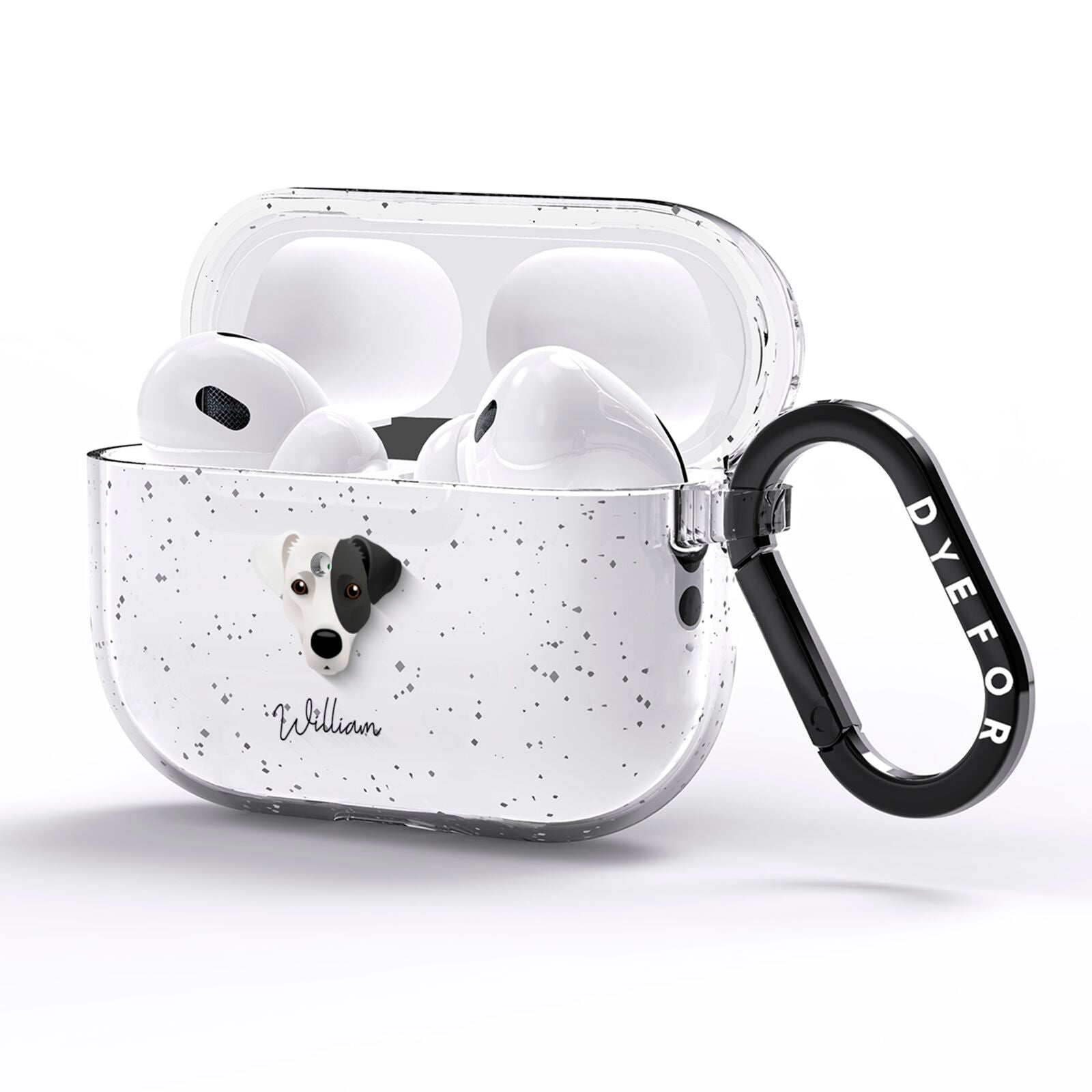 Jack Russell Terrier Personalised AirPods Pro Glitter Case Side Image