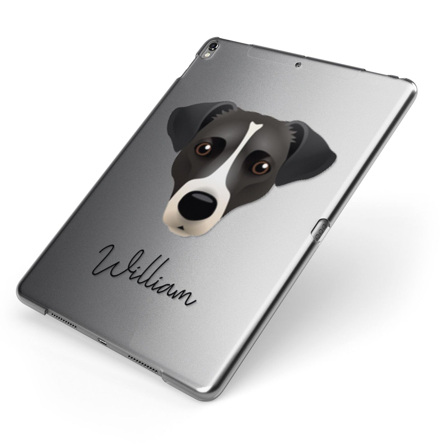 Jack Russell Terrier Personalised Apple iPad Case on Grey iPad Side View