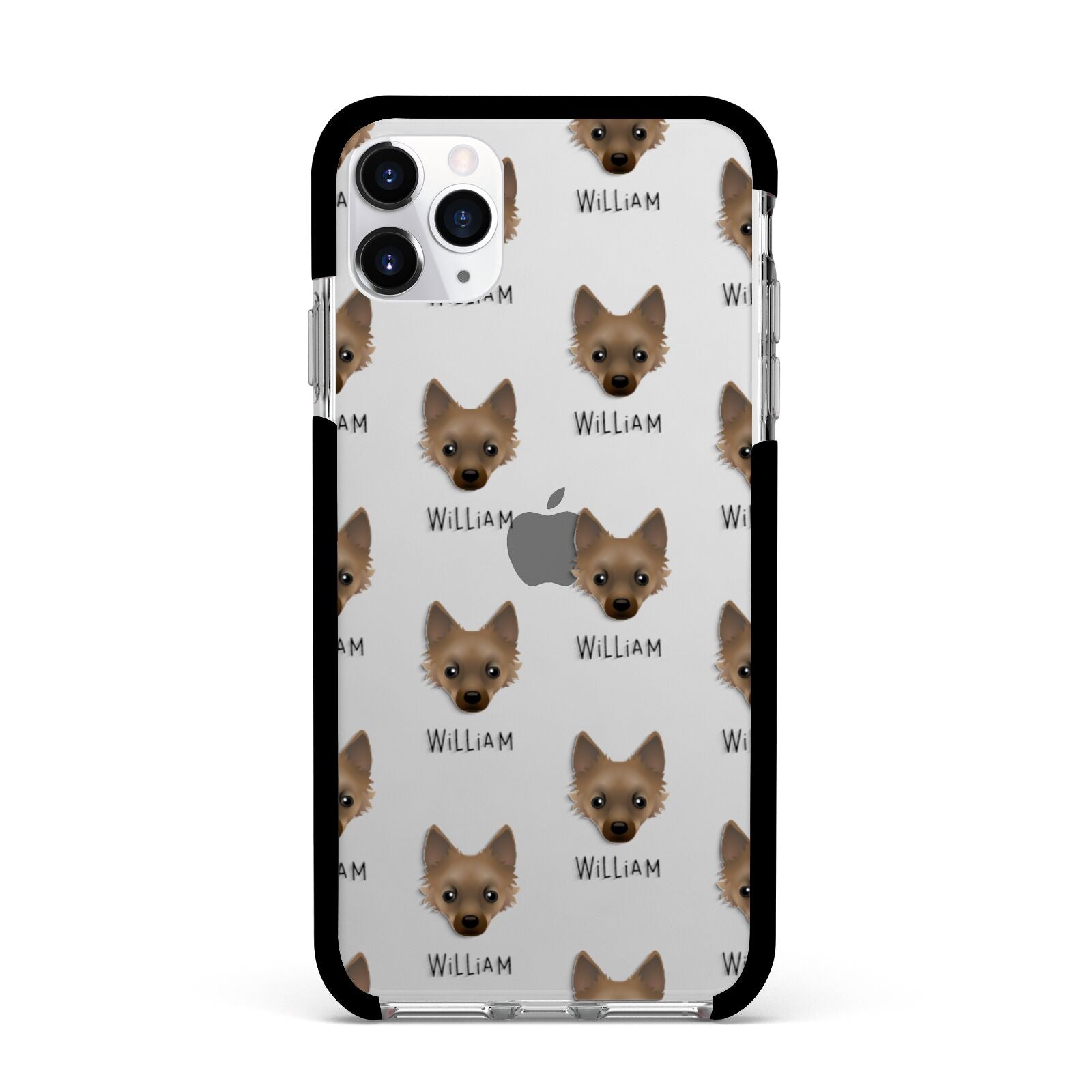 Jackahuahua Icon with Name Apple iPhone 11 Pro Max in Silver with Black Impact Case