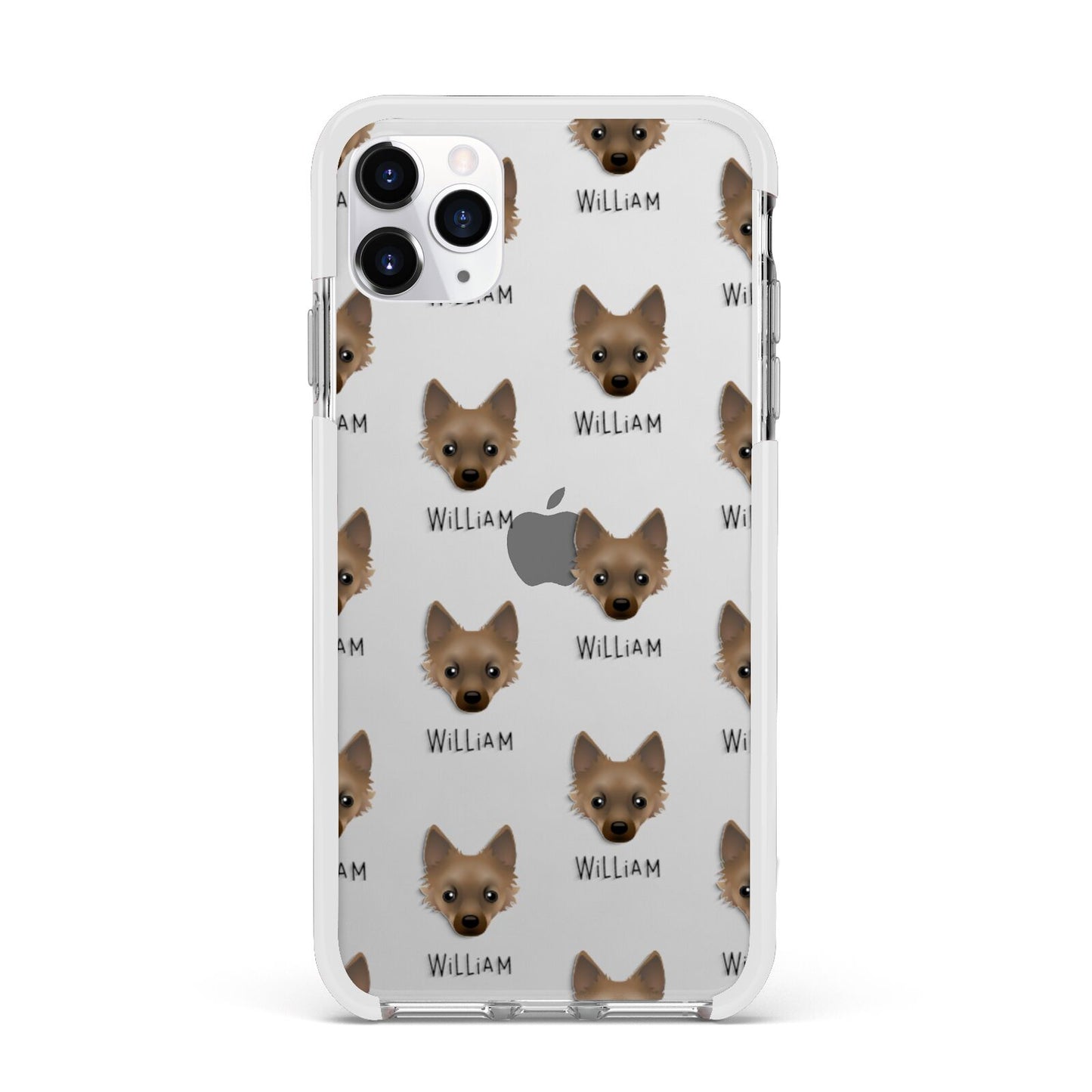 Jackahuahua Icon with Name Apple iPhone 11 Pro Max in Silver with White Impact Case