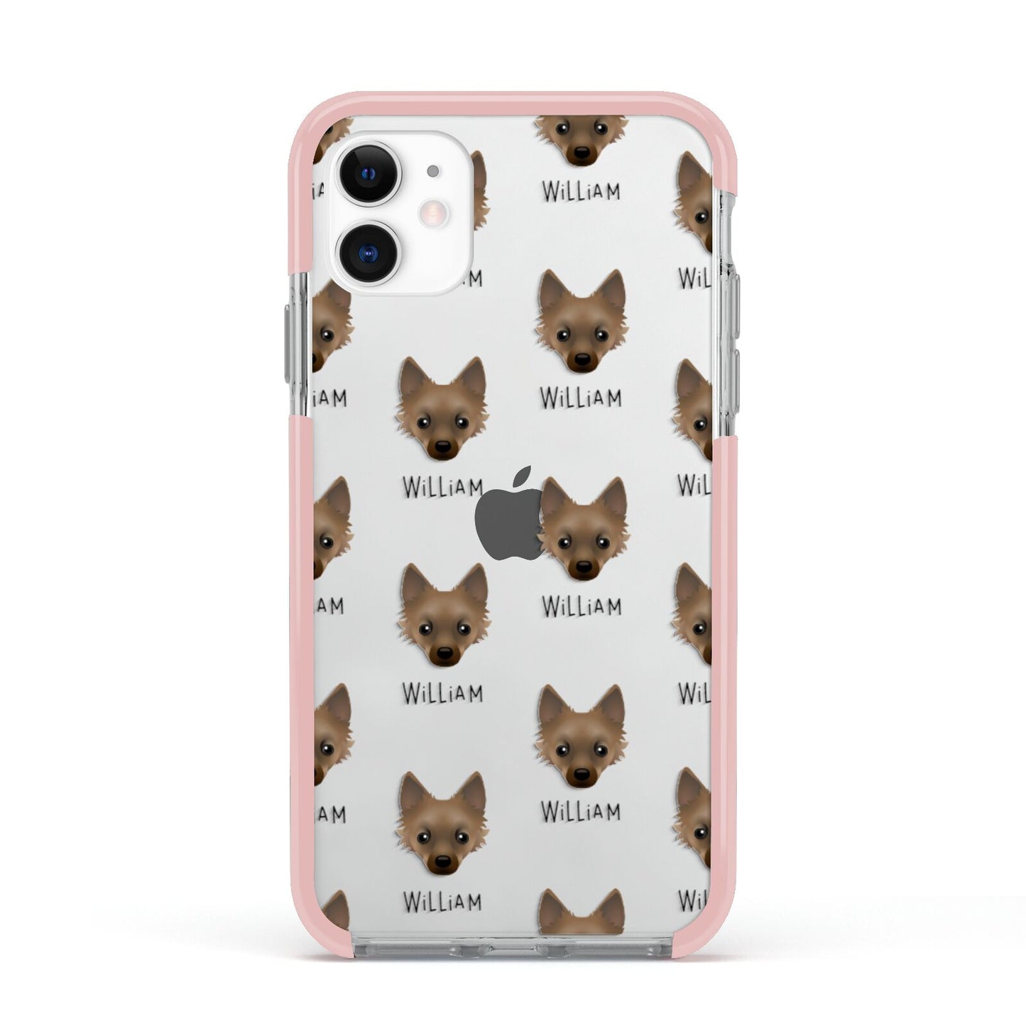 Jackahuahua Icon with Name Apple iPhone 11 in White with Pink Impact Case