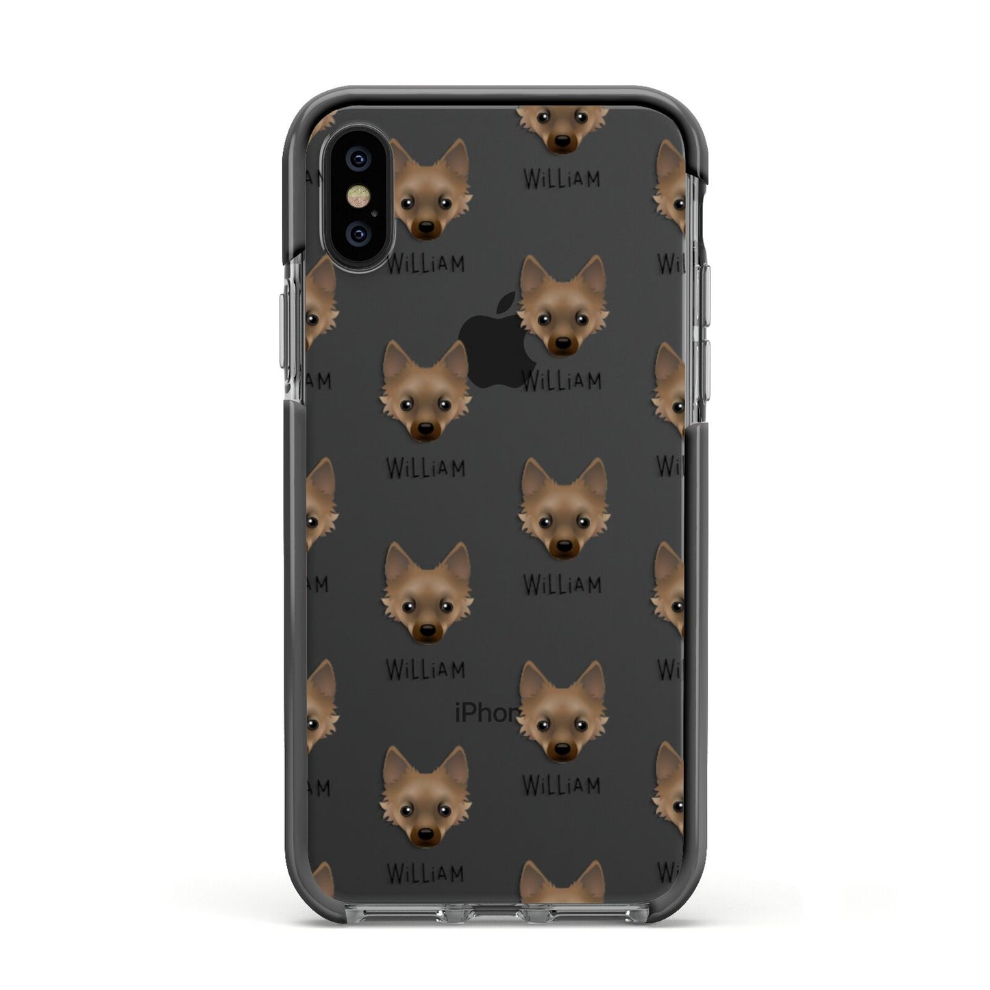 Jackahuahua Icon with Name Apple iPhone Xs Impact Case Black Edge on Black Phone