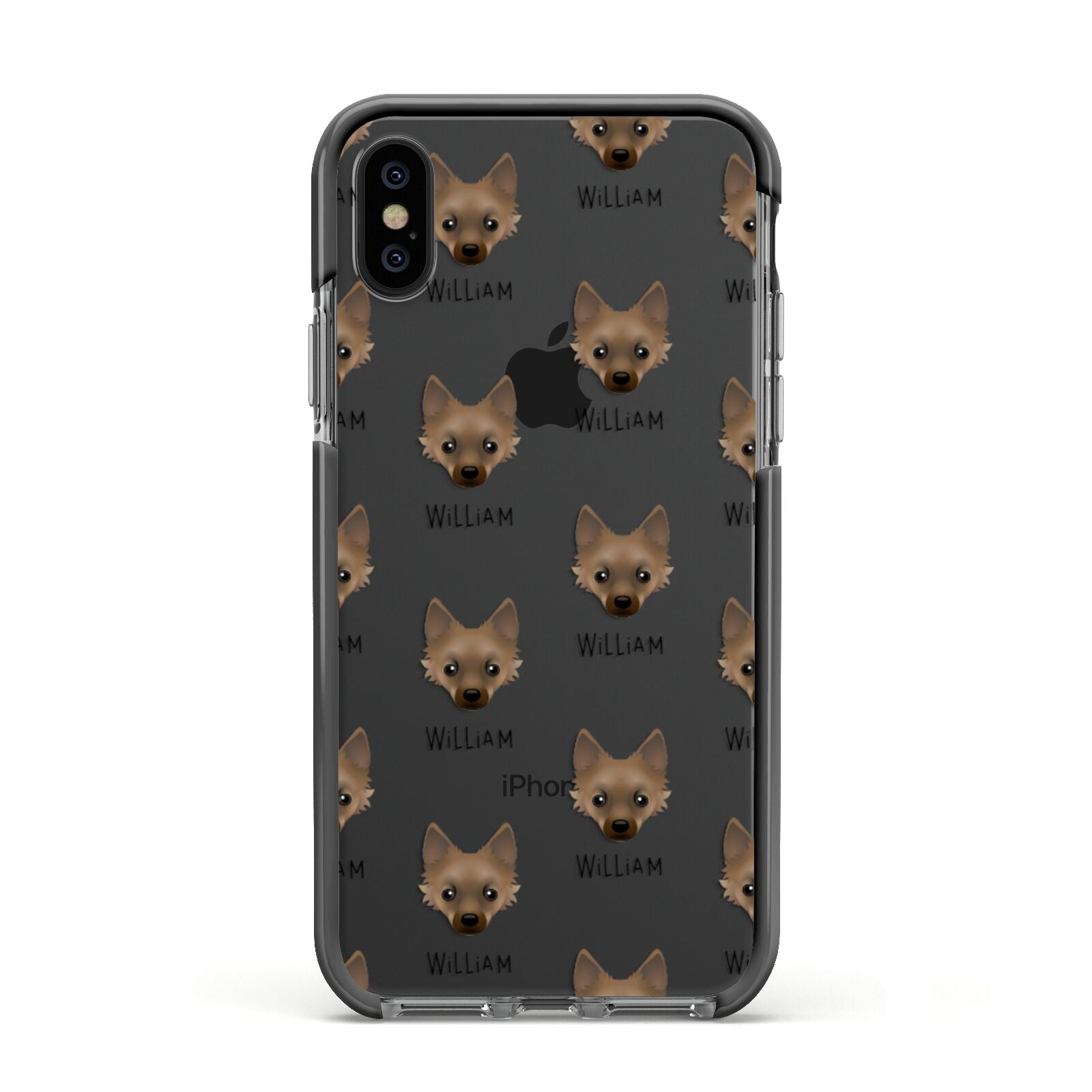 Jackahuahua Icon with Name Apple iPhone Xs Impact Case Black Edge on Black Phone