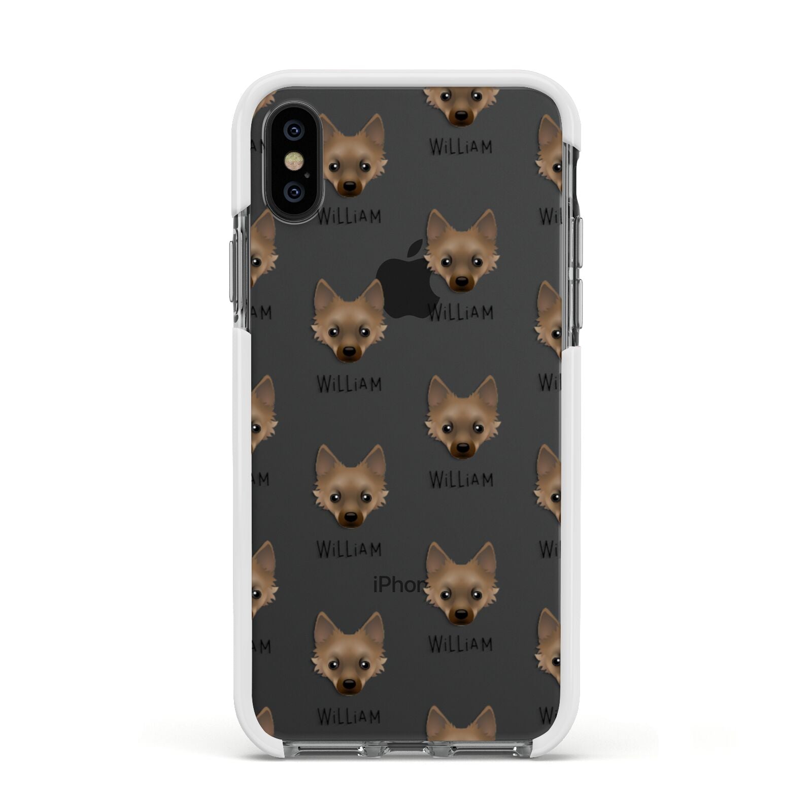 Jackahuahua Icon with Name Apple iPhone Xs Impact Case White Edge on Black Phone