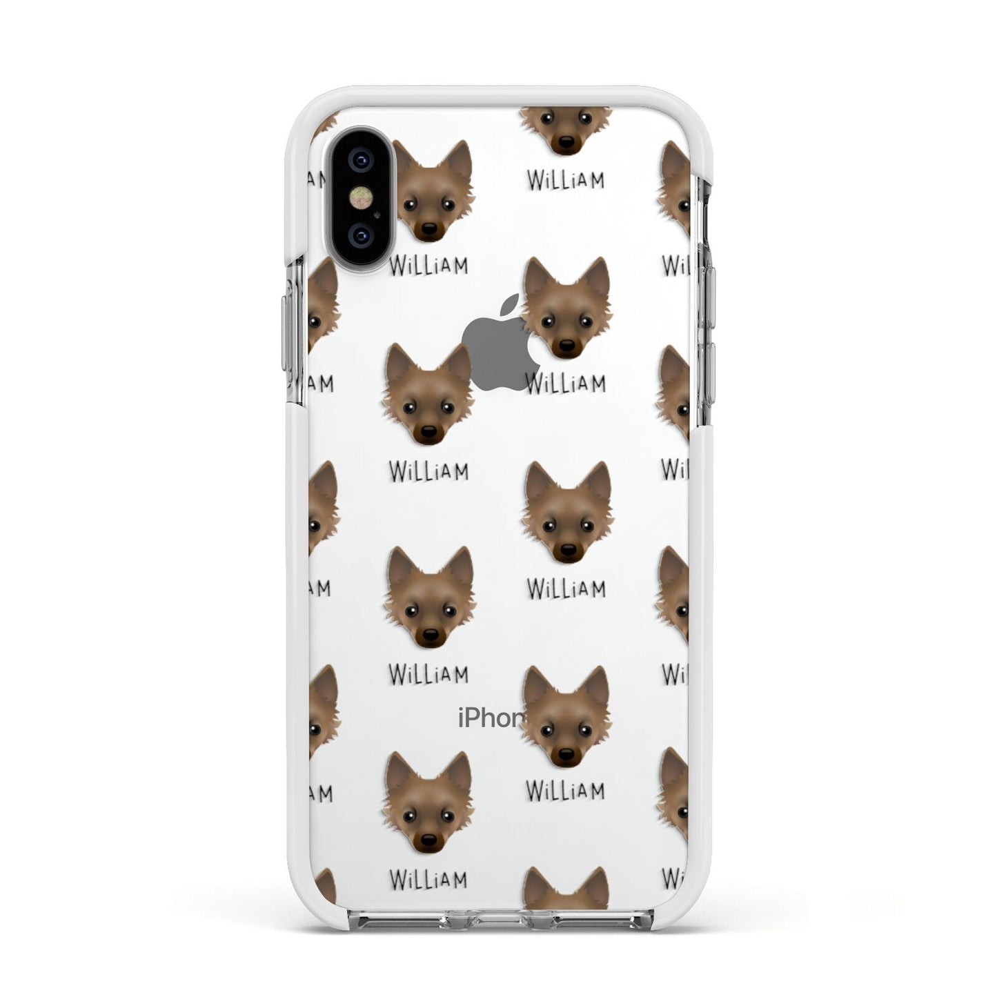 Jackahuahua Icon with Name Apple iPhone Xs Impact Case White Edge on Silver Phone