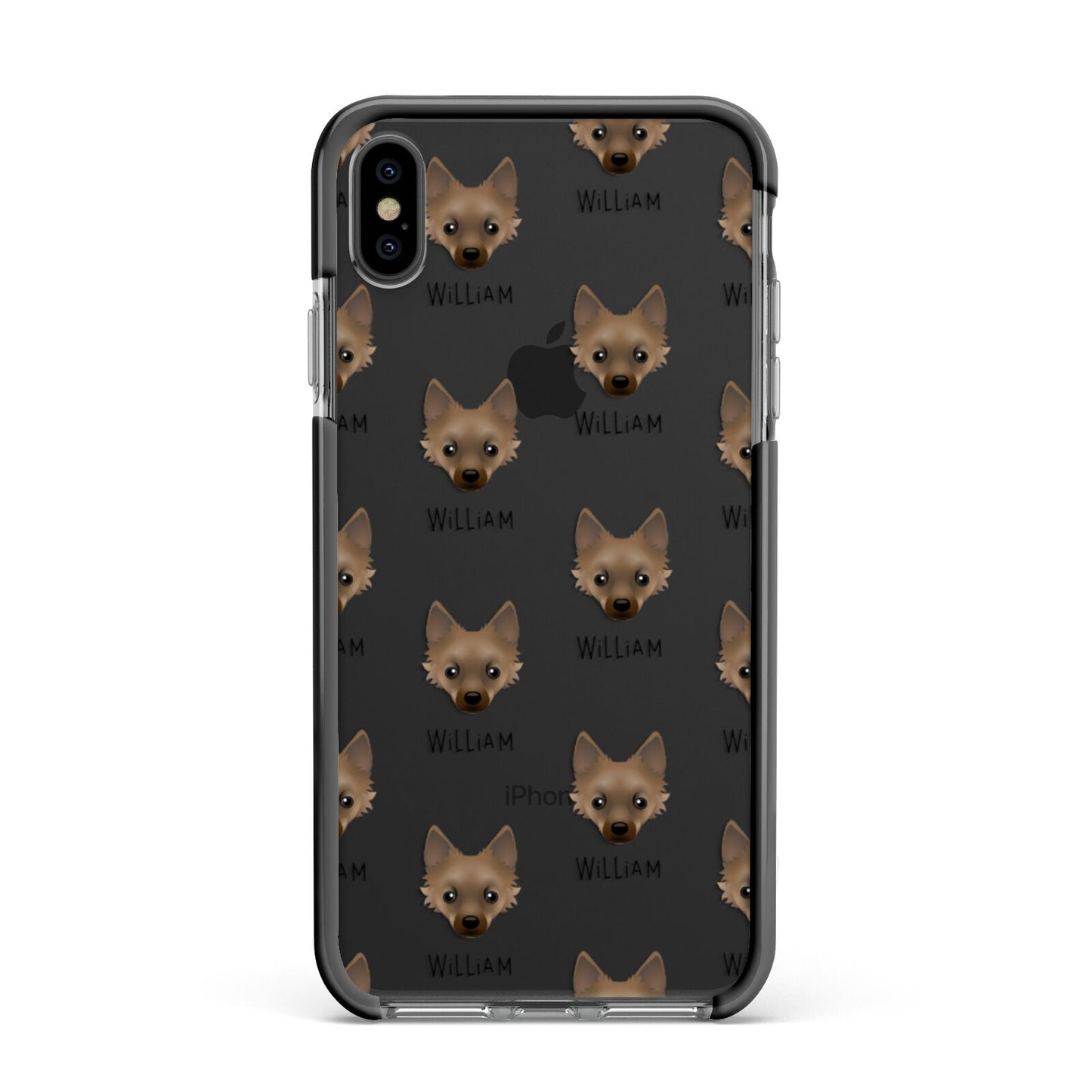 Jackahuahua Icon with Name Apple iPhone Xs Max Impact Case Black Edge on Black Phone