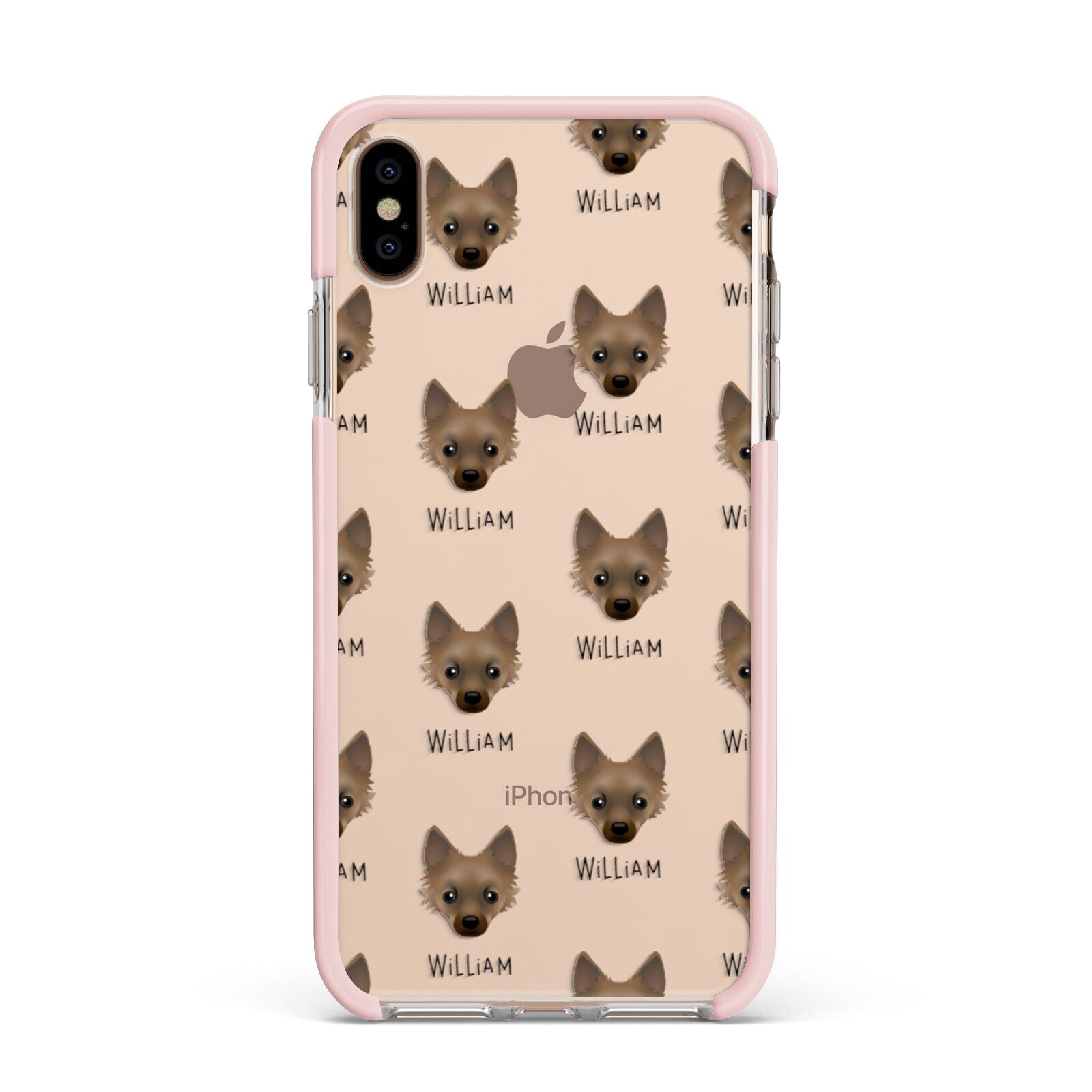 Jackahuahua Icon with Name Apple iPhone Xs Max Impact Case Pink Edge on Gold Phone