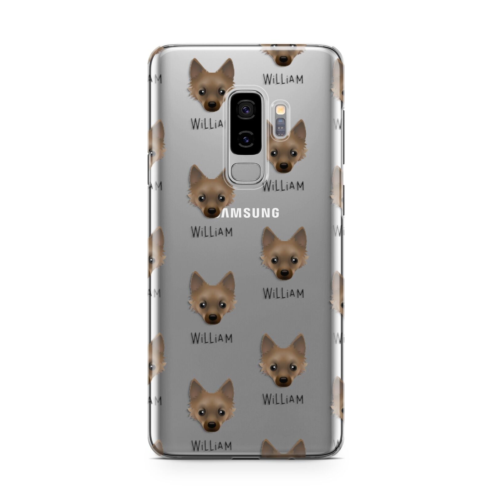 Jackahuahua Icon with Name Samsung Galaxy S9 Plus Case on Silver phone