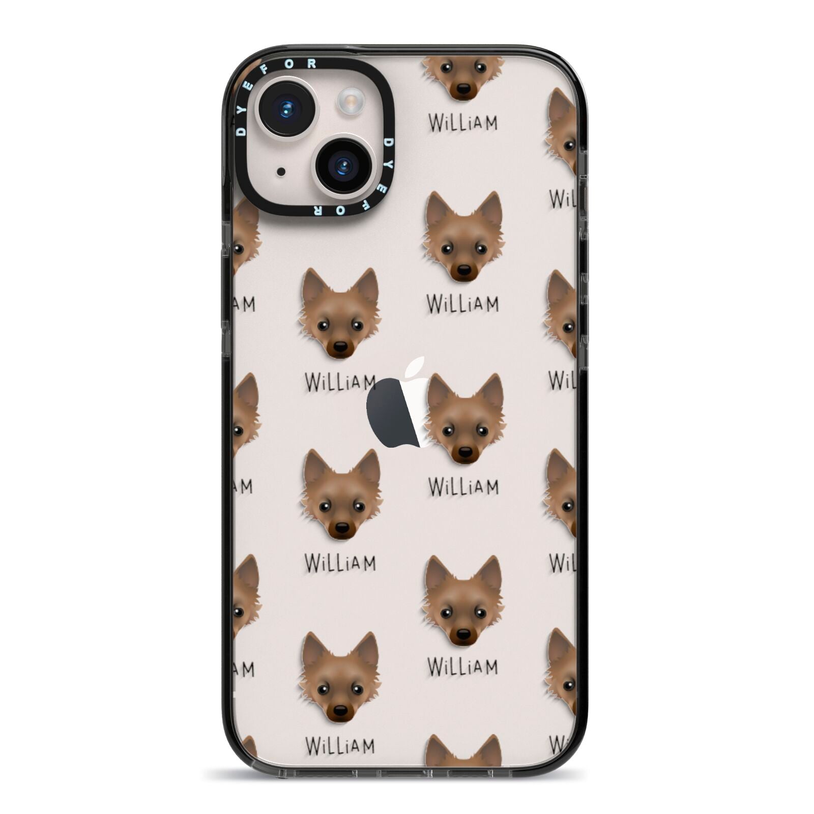 Jackahuahua Icon with Name iPhone 14 Plus Black Impact Case on Silver phone
