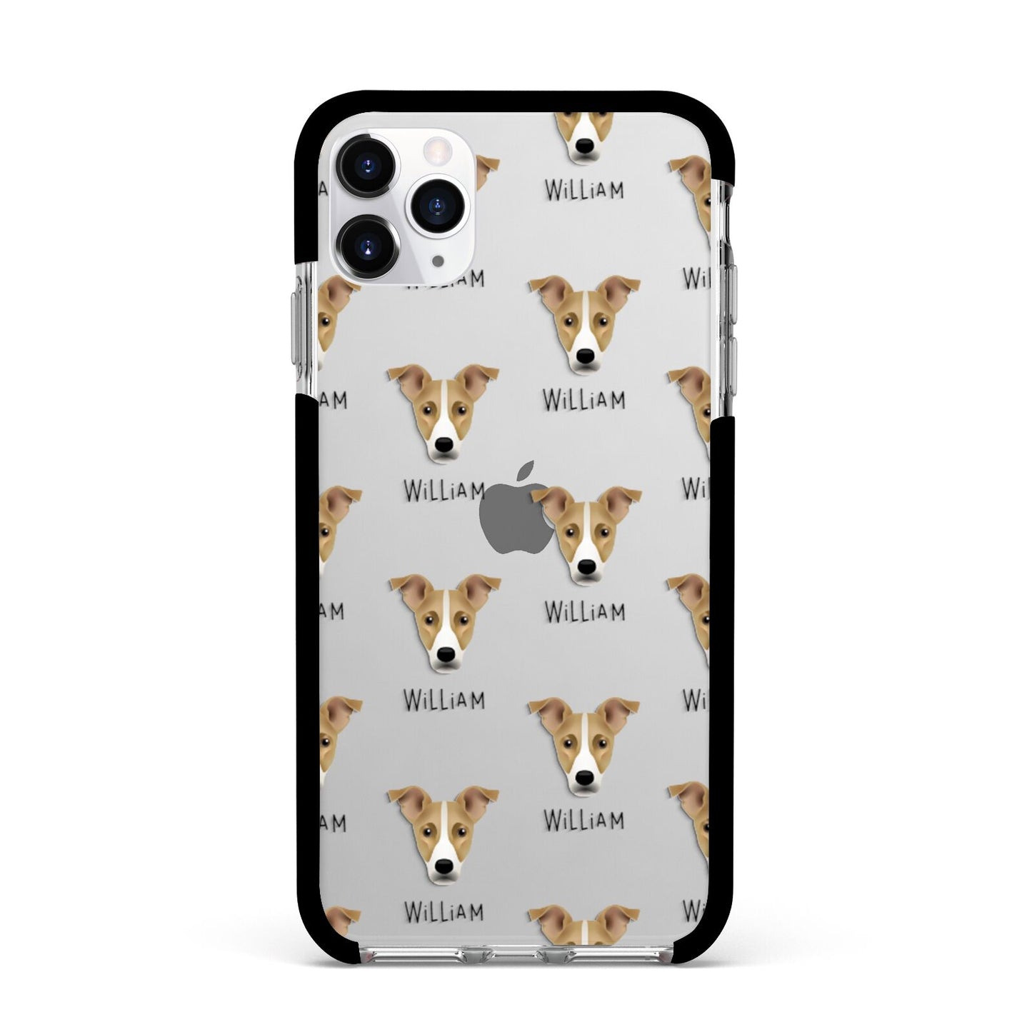 Jackshund Icon with Name Apple iPhone 11 Pro Max in Silver with Black Impact Case