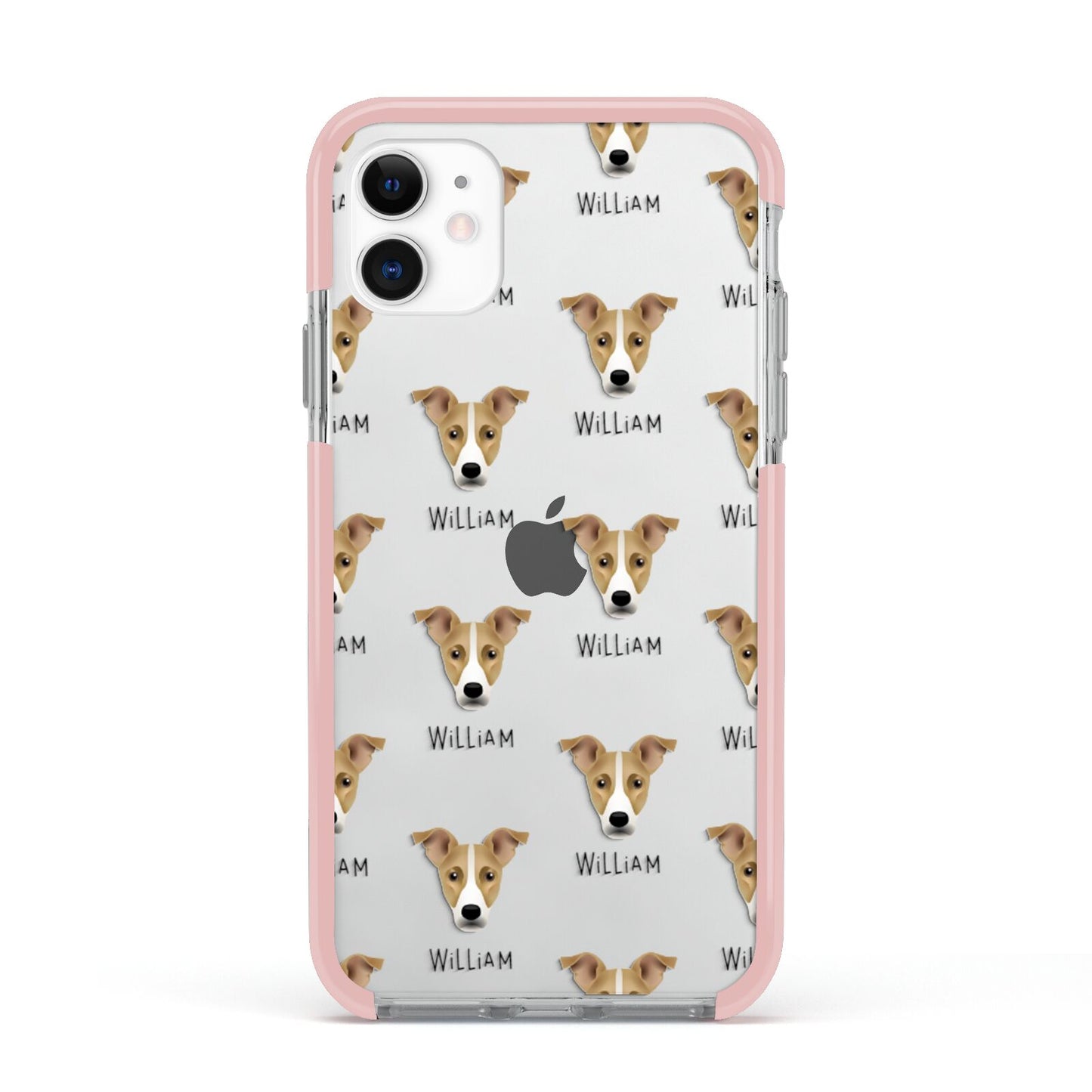 Jackshund Icon with Name Apple iPhone 11 in White with Pink Impact Case