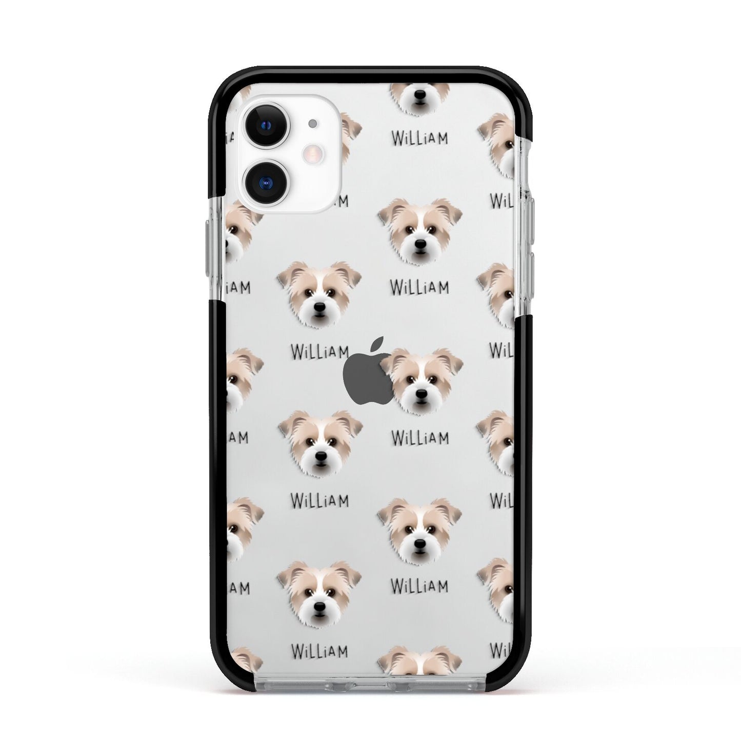 Jacktzu Icon with Name Apple iPhone 11 in White with Black Impact Case