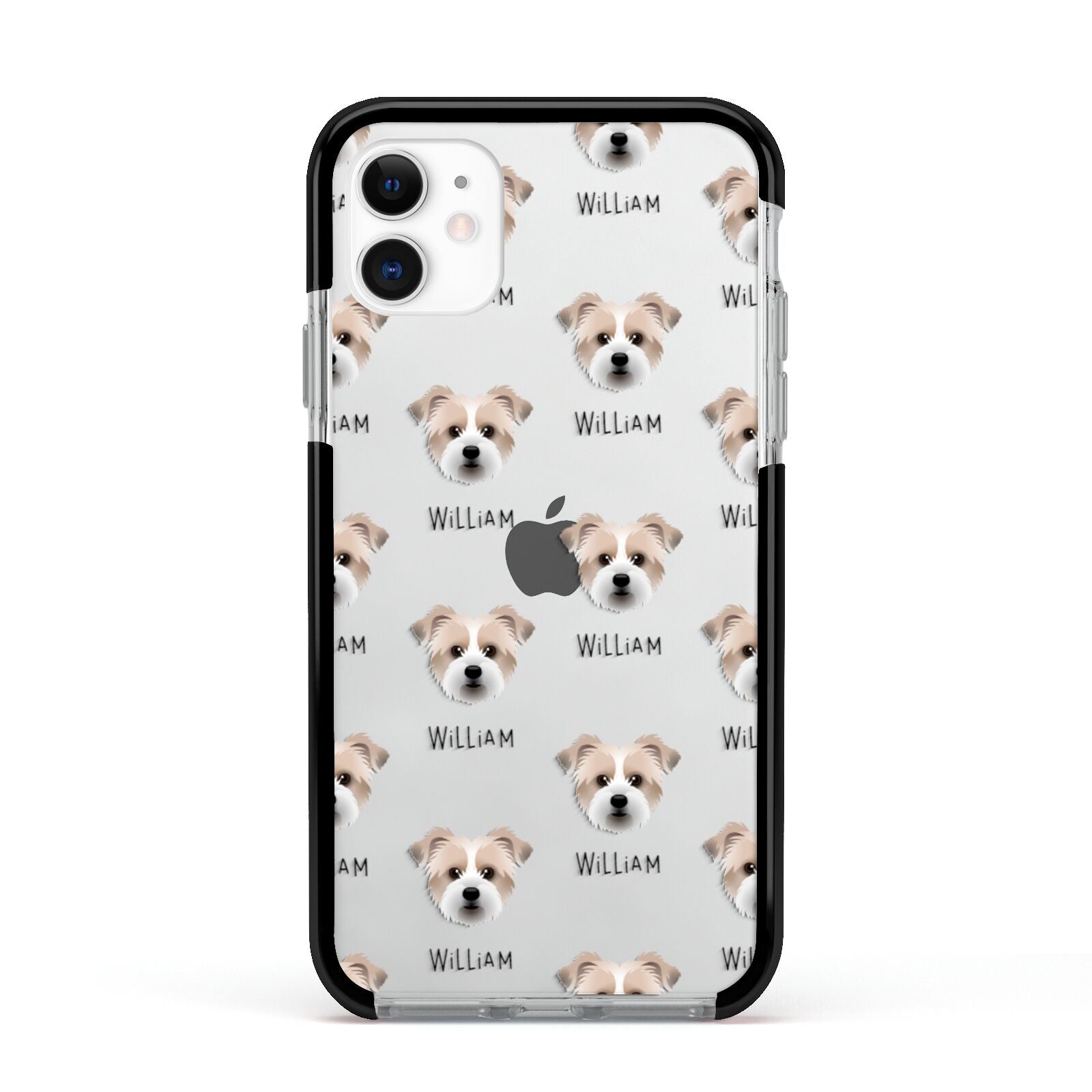 Jacktzu Icon with Name Apple iPhone 11 in White with Black Impact Case