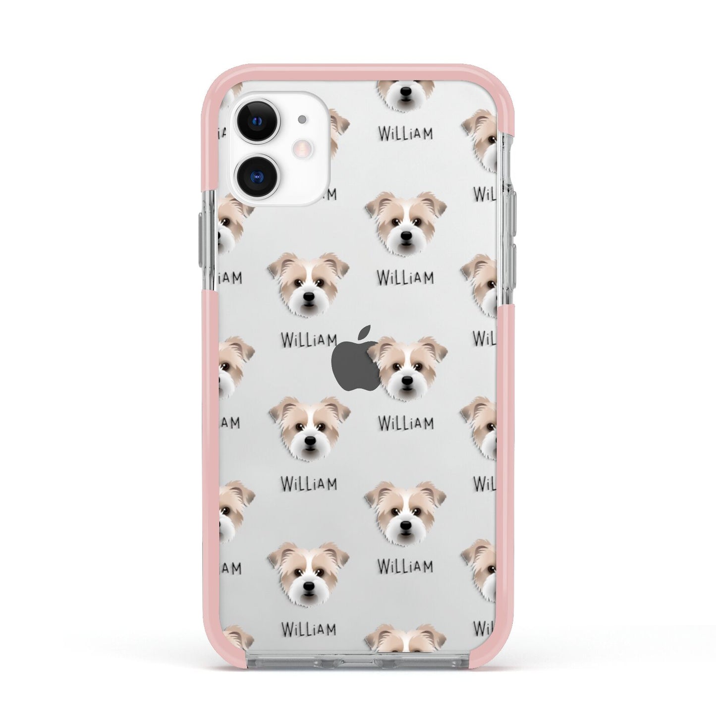Jacktzu Icon with Name Apple iPhone 11 in White with Pink Impact Case