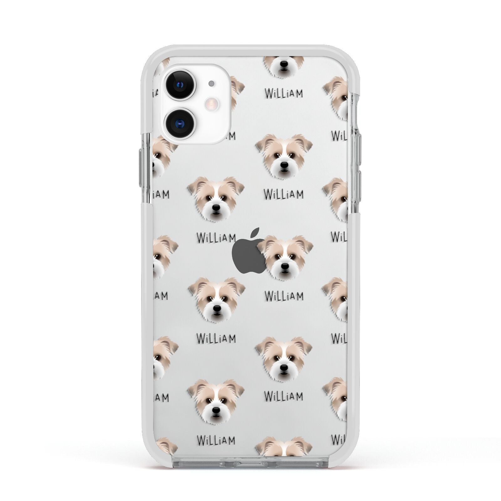 Jacktzu Icon with Name Apple iPhone 11 in White with White Impact Case