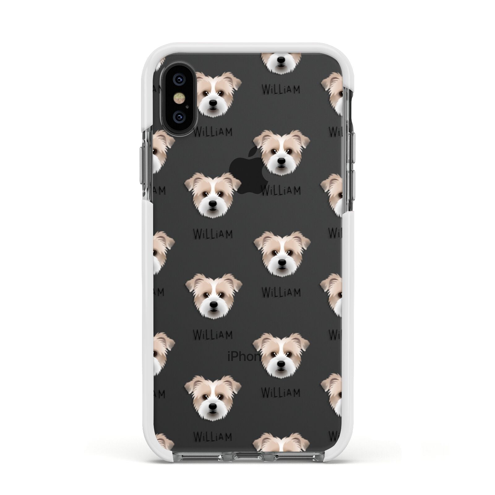 Jacktzu Icon with Name Apple iPhone Xs Impact Case White Edge on Black Phone