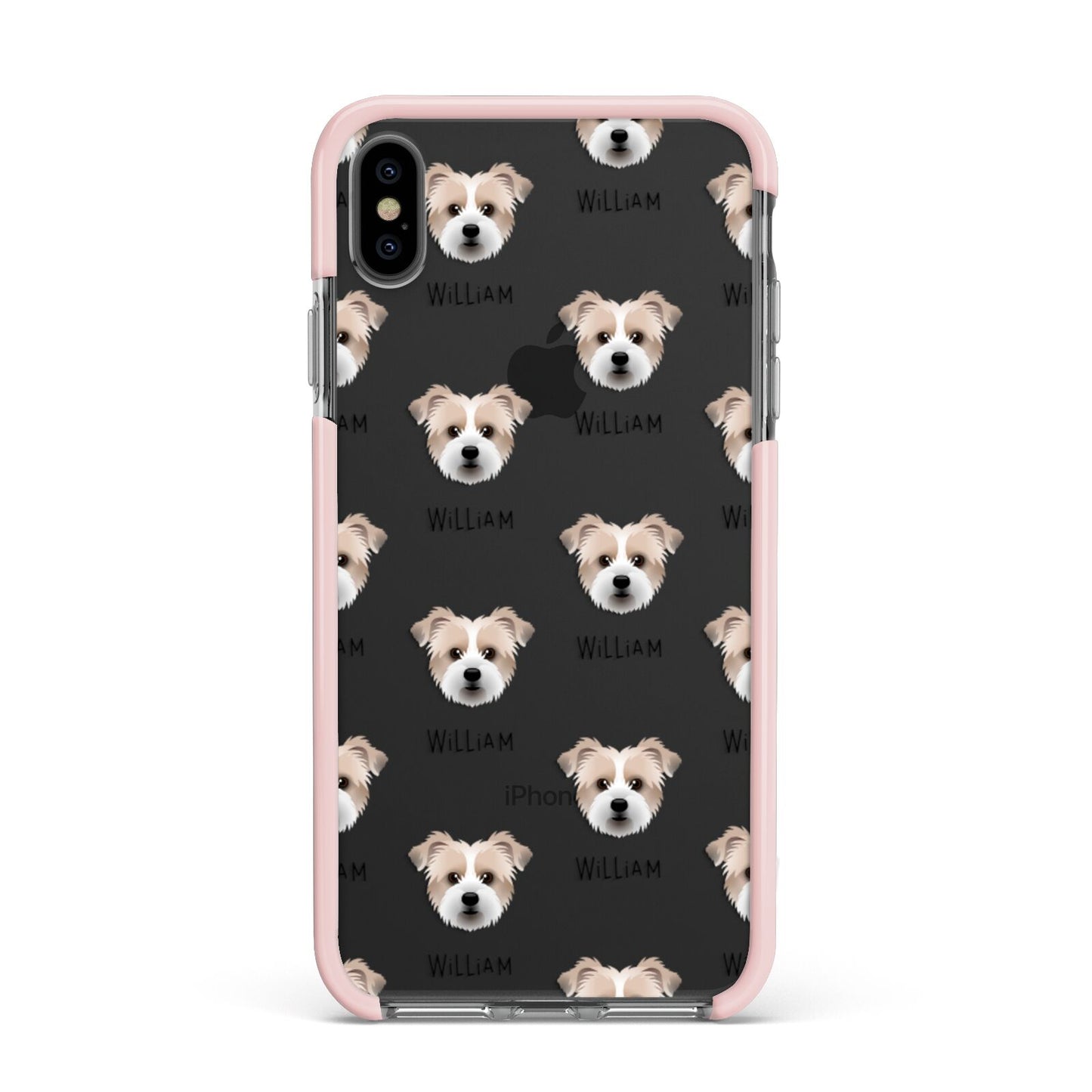 Jacktzu Icon with Name Apple iPhone Xs Max Impact Case Pink Edge on Black Phone