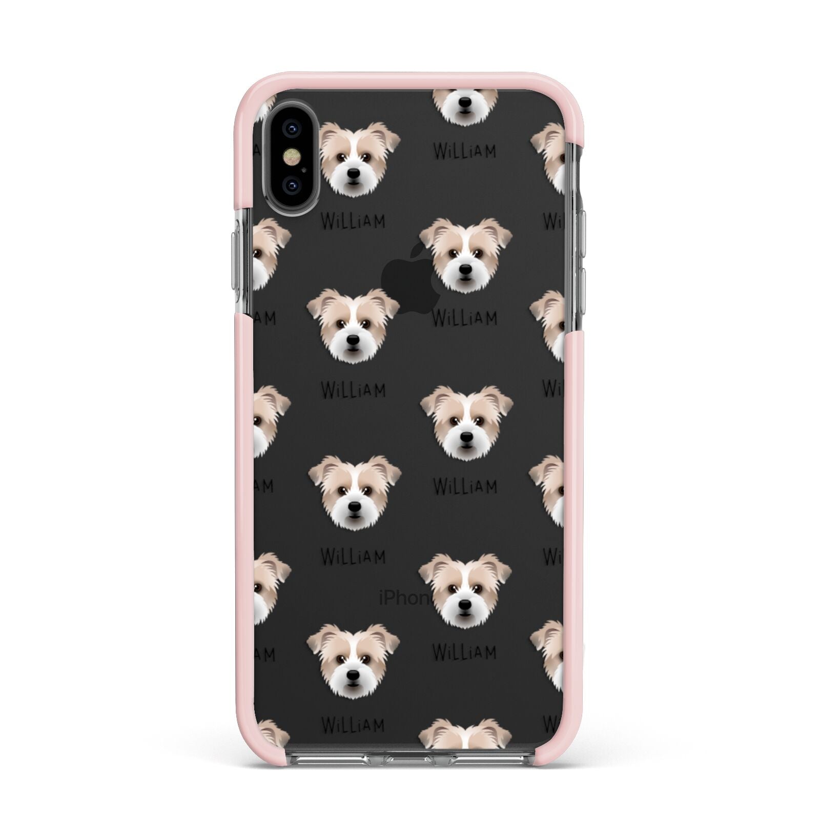 Jacktzu Icon with Name Apple iPhone Xs Max Impact Case Pink Edge on Black Phone