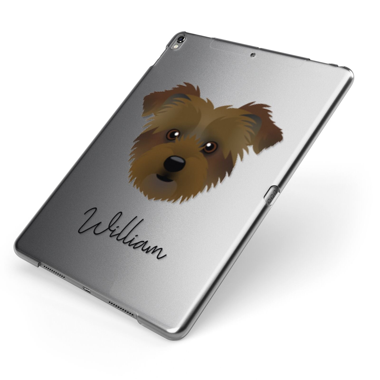 Jacktzu Personalised Apple iPad Case on Grey iPad Side View