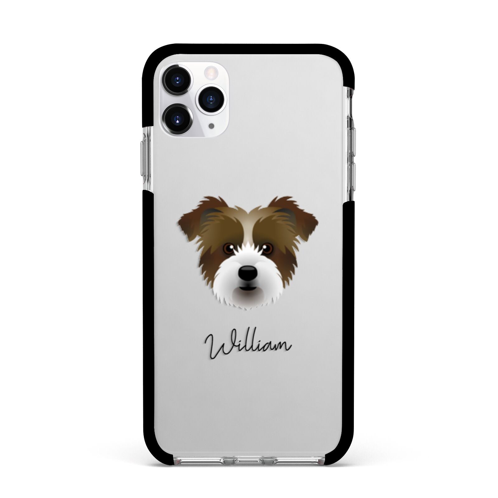 Jacktzu Personalised Apple iPhone 11 Pro Max in Silver with Black Impact Case