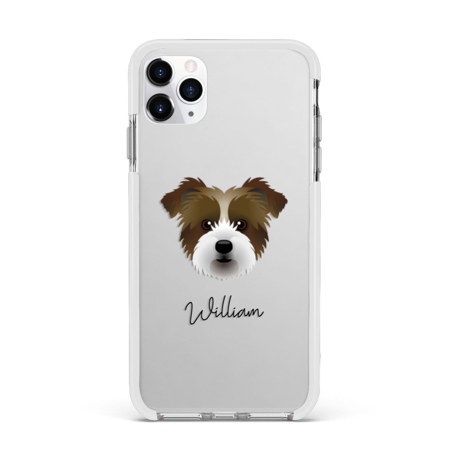Jacktzu Personalised Apple iPhone 11 Pro Max in Silver with White Impact Case