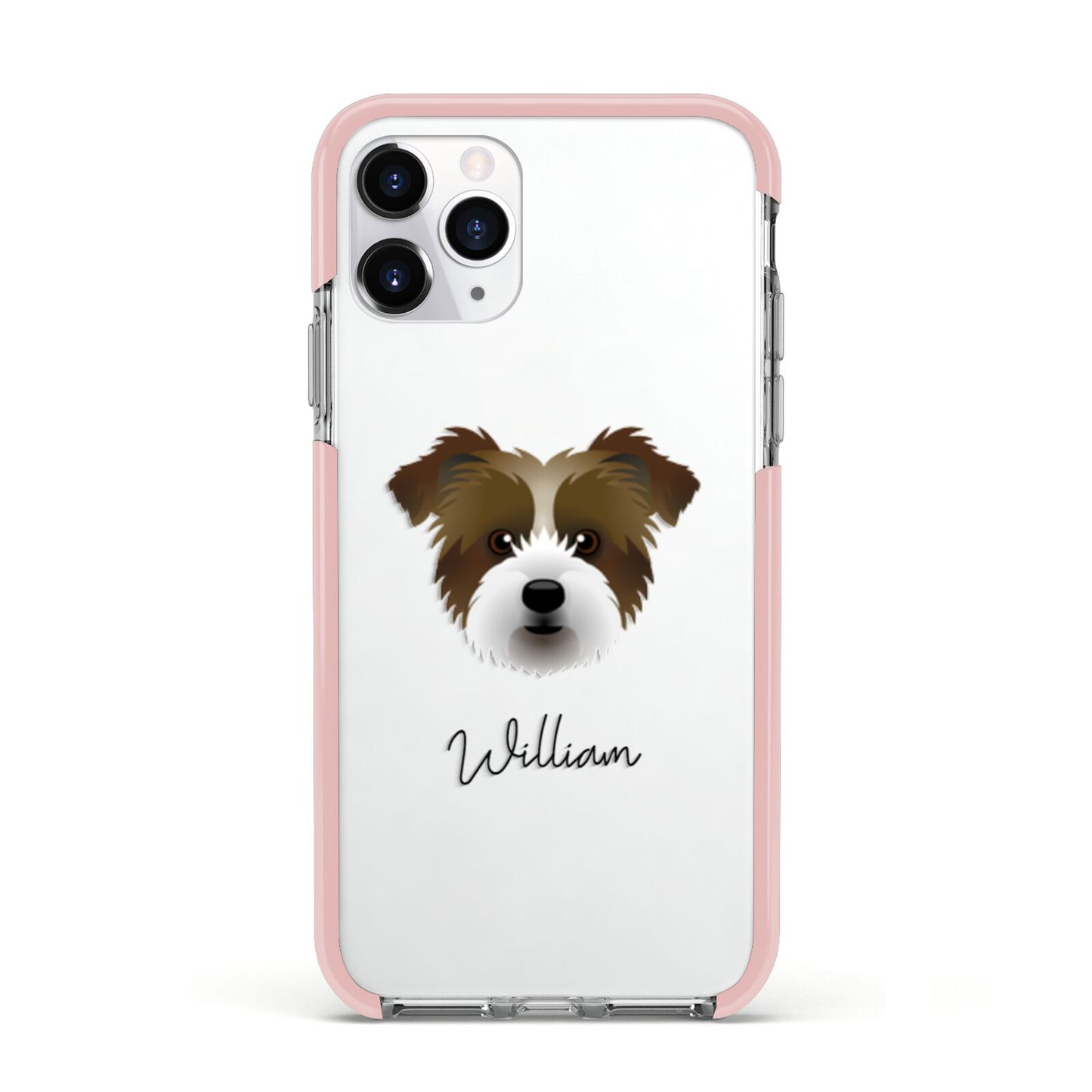 Jacktzu Personalised Apple iPhone 11 Pro in Silver with Pink Impact Case