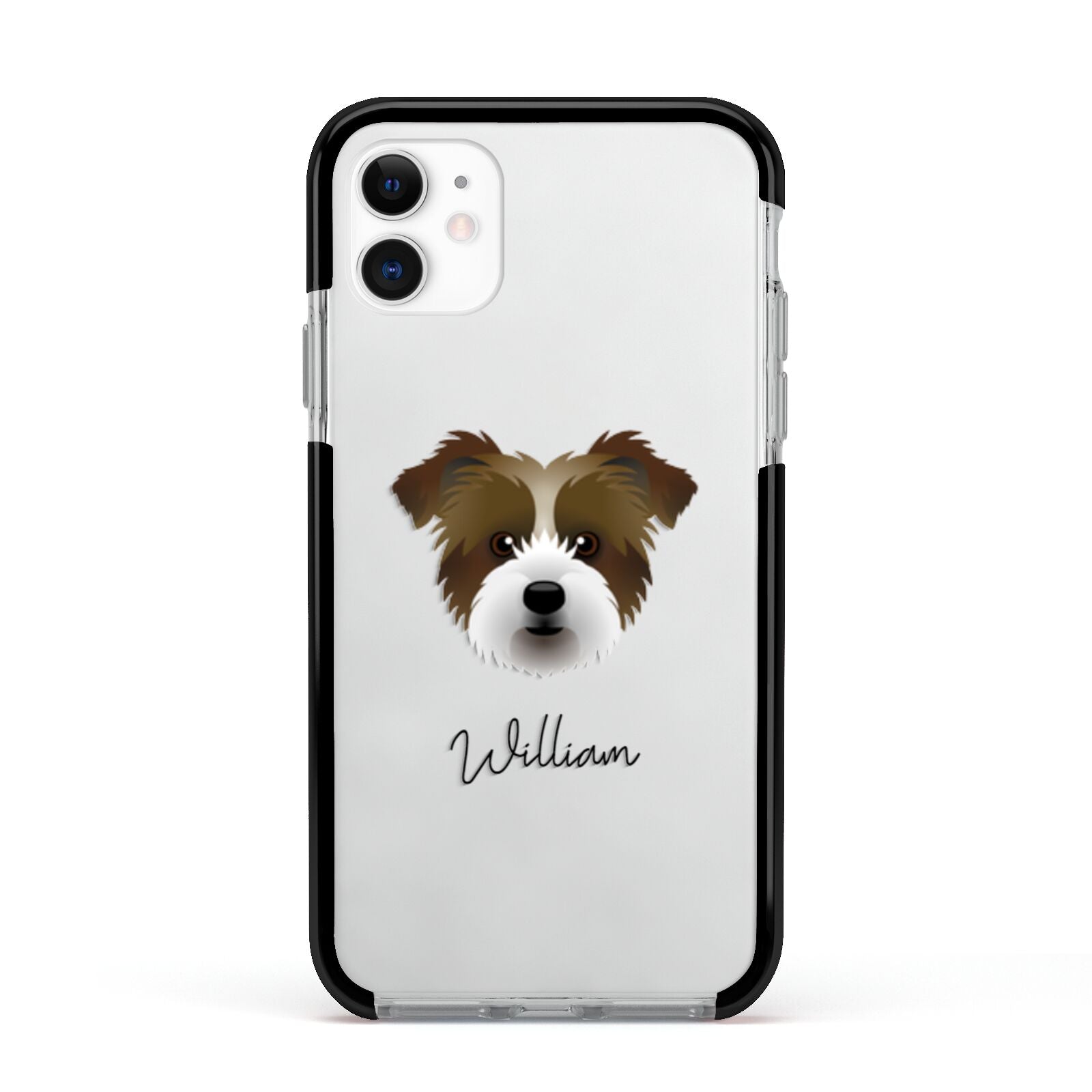 Jacktzu Personalised Apple iPhone 11 in White with Black Impact Case