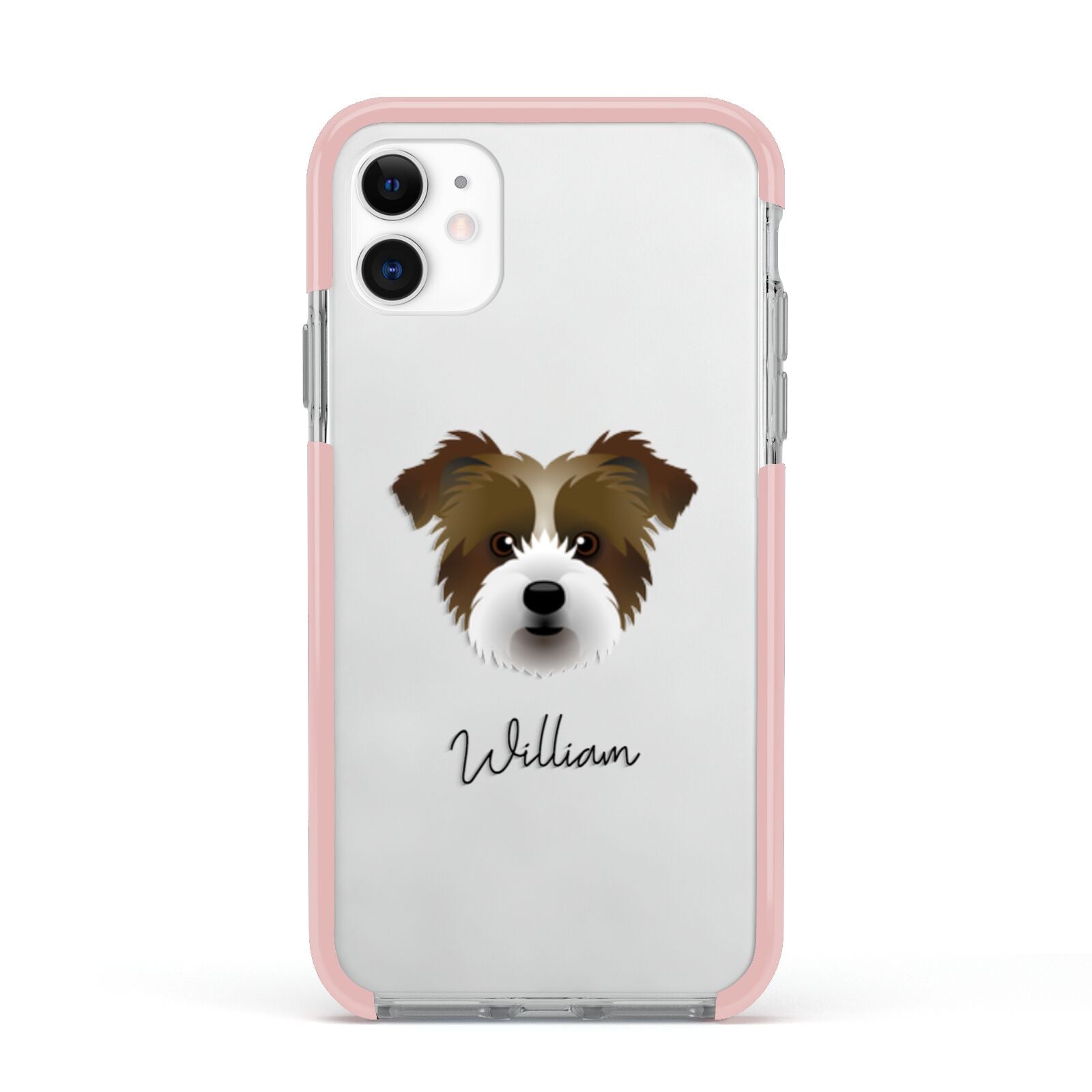 Jacktzu Personalised Apple iPhone 11 in White with Pink Impact Case