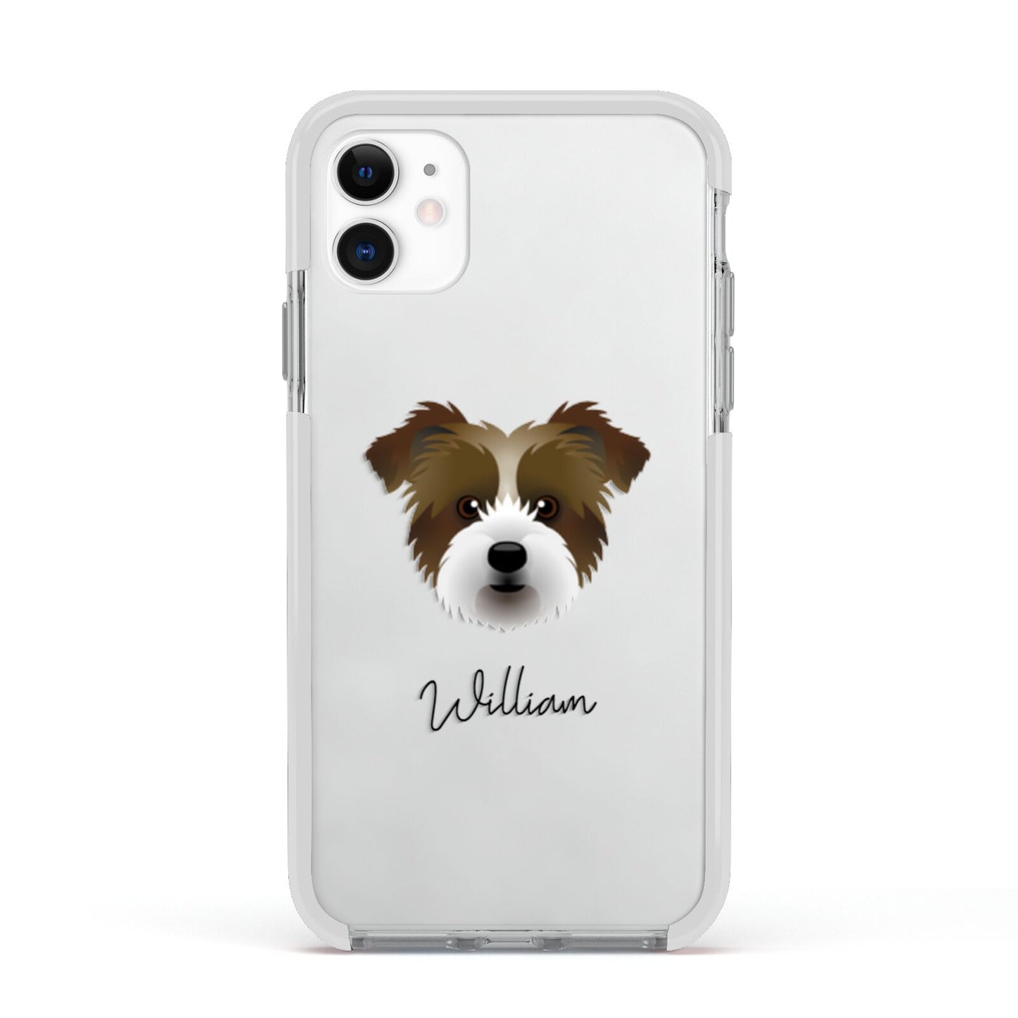 Jacktzu Personalised Apple iPhone 11 in White with White Impact Case