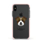 Jacktzu Personalised Apple iPhone Xs Impact Case Pink Edge on Black Phone