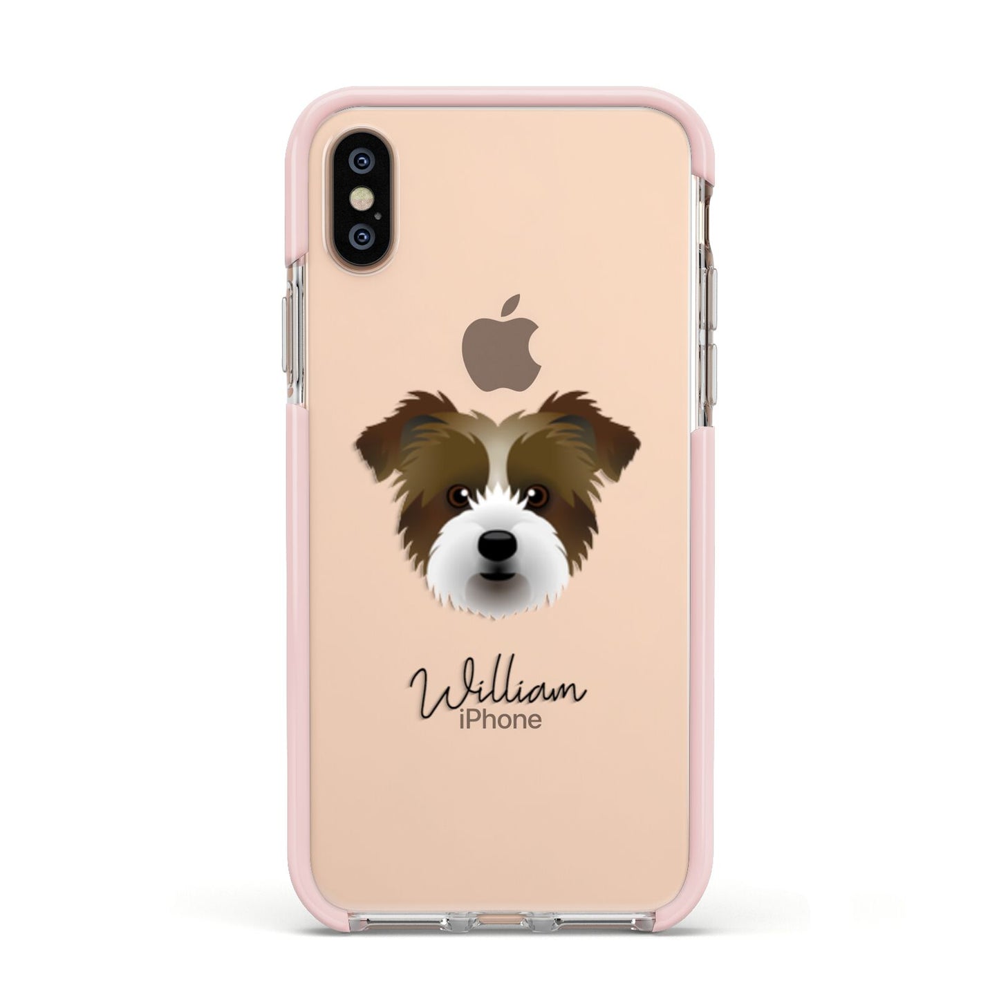 Jacktzu Personalised Apple iPhone Xs Impact Case Pink Edge on Gold Phone