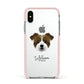Jacktzu Personalised Apple iPhone Xs Impact Case Pink Edge on Silver Phone