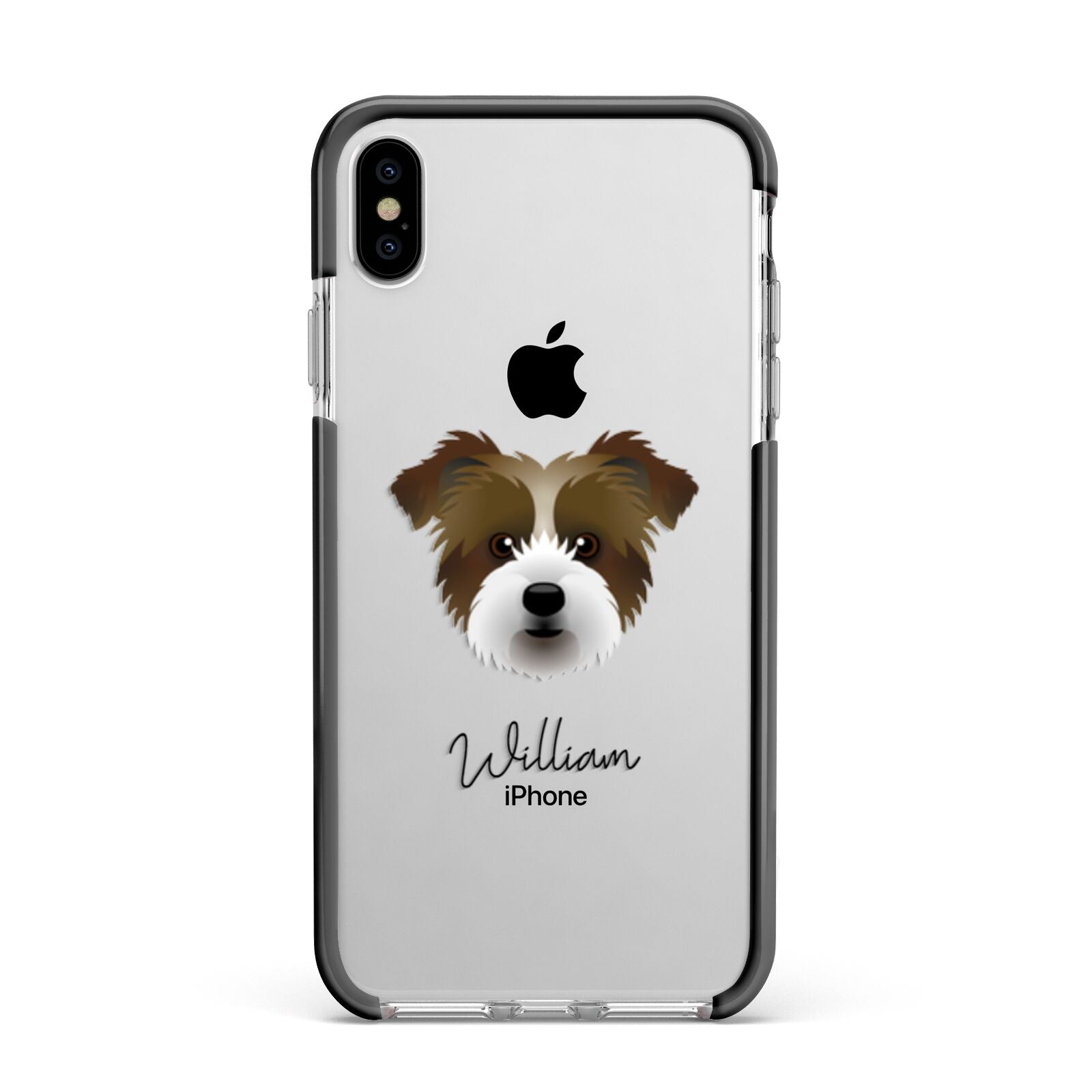 Jacktzu Personalised Apple iPhone Xs Max Impact Case Black Edge on Silver Phone
