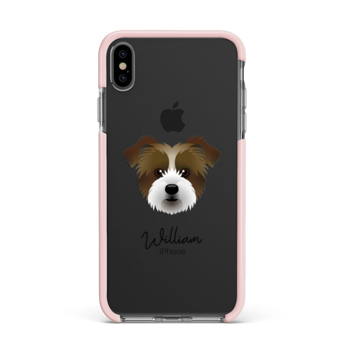 Jacktzu Personalised Apple iPhone Xs Max Impact Case Pink Edge on Black Phone