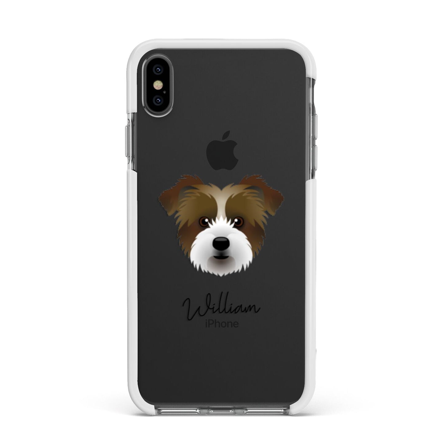 Jacktzu Personalised Apple iPhone Xs Max Impact Case White Edge on Black Phone