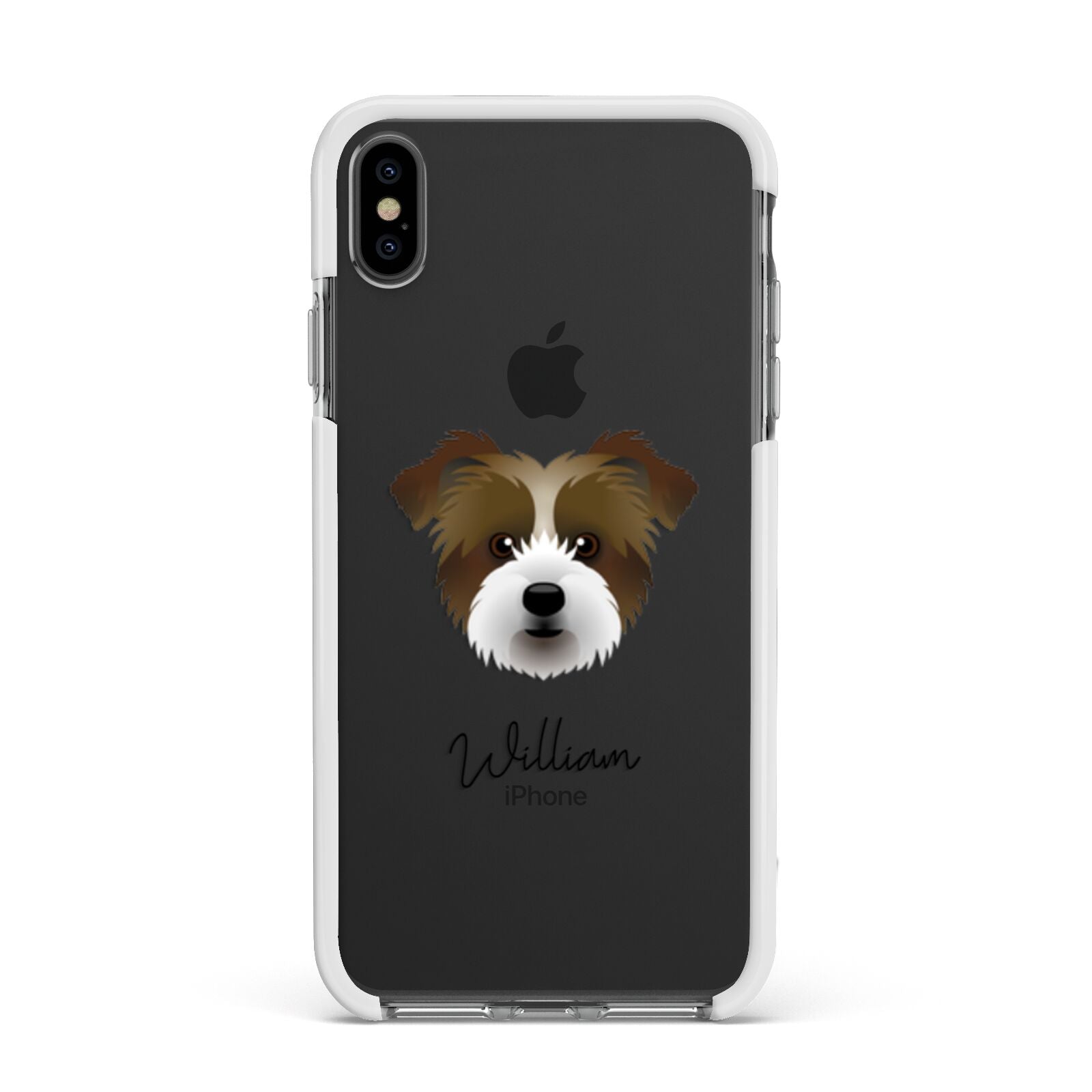 Jacktzu Personalised Apple iPhone Xs Max Impact Case White Edge on Black Phone