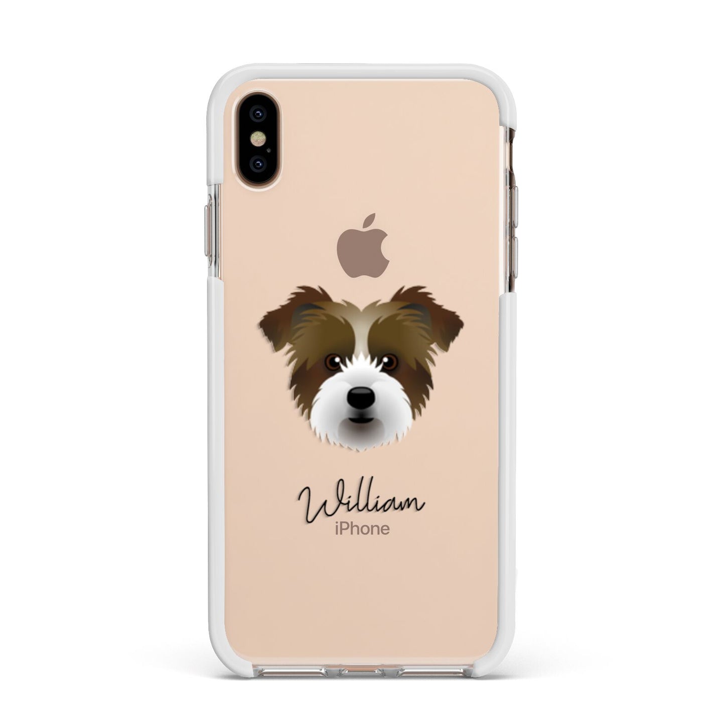 Jacktzu Personalised Apple iPhone Xs Max Impact Case White Edge on Gold Phone