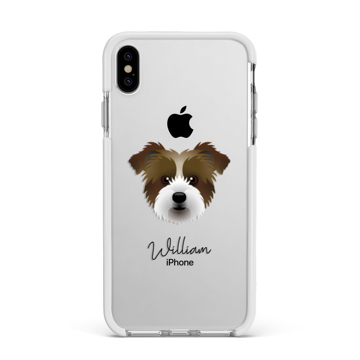 Jacktzu Personalised Apple iPhone Xs Max Impact Case White Edge on Silver Phone