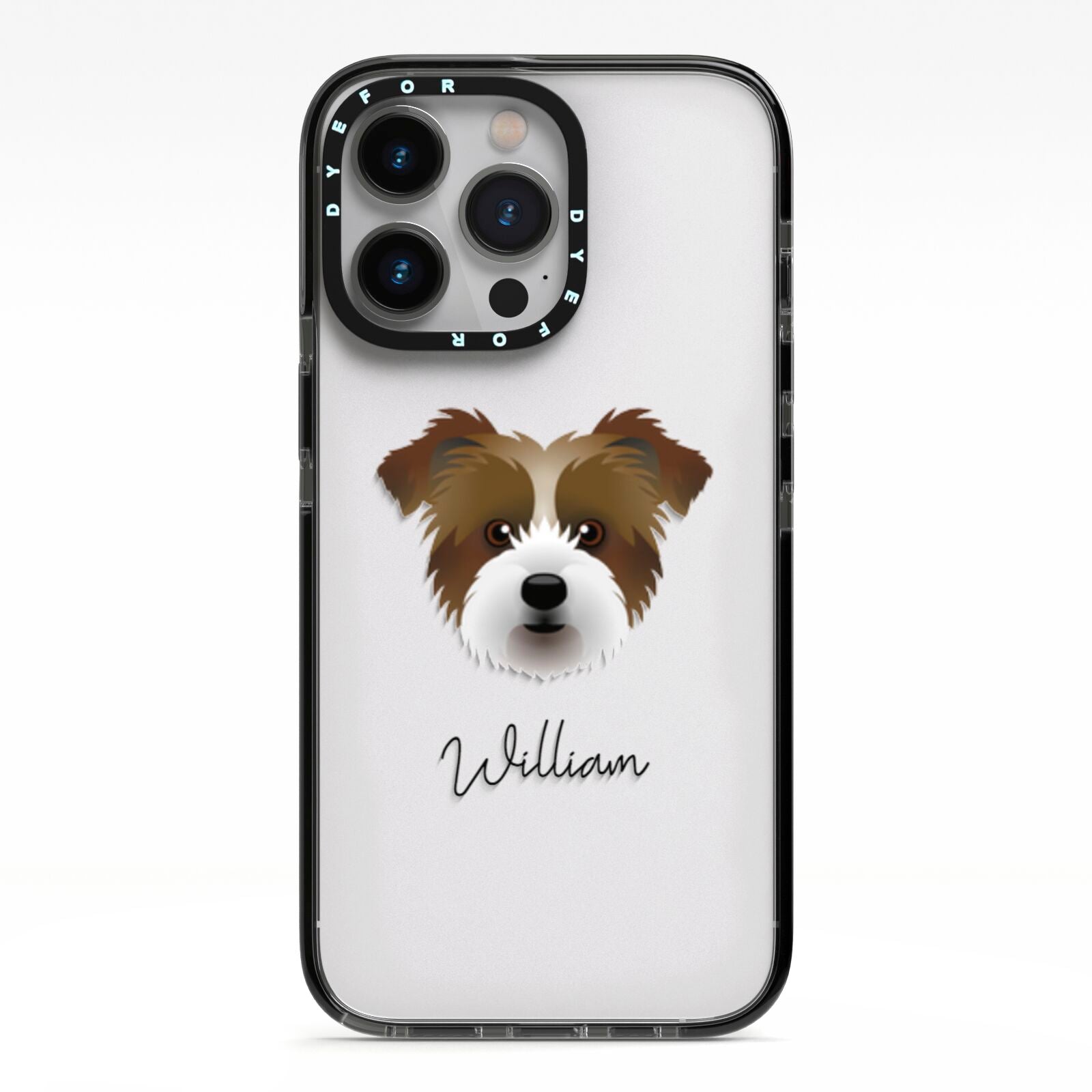 Jacktzu Personalised iPhone 13 Pro Black Impact Case on Silver phone