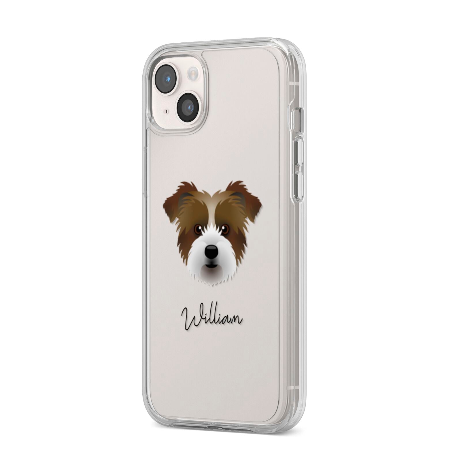 Jacktzu Personalised iPhone 14 Plus Clear Tough Case Starlight Angled Image