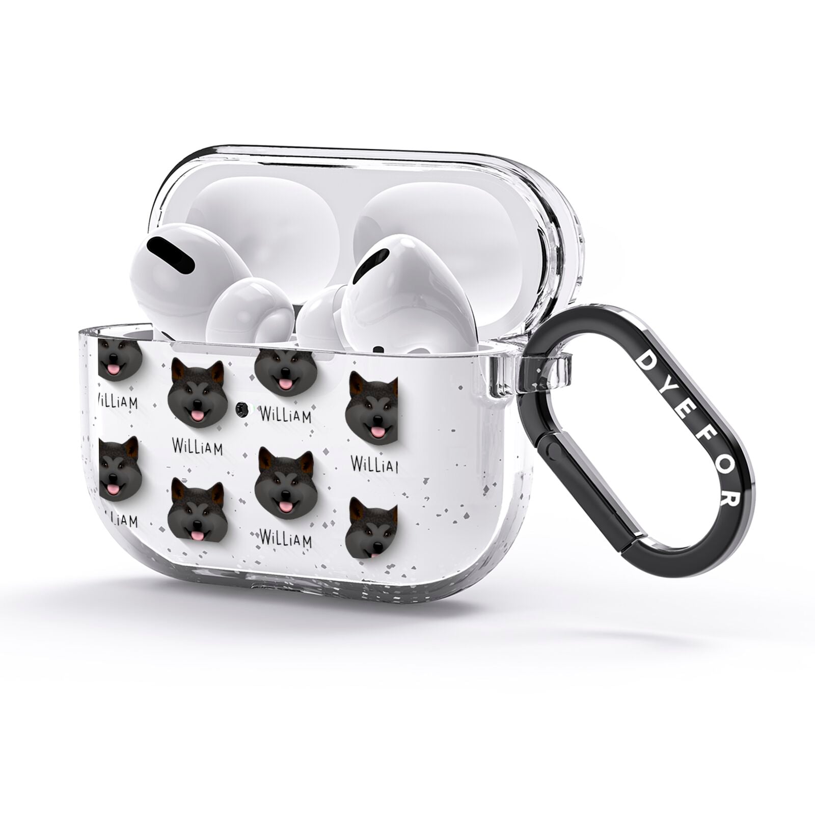 Japanese Akita Icon with Name AirPods Glitter Case 3rd Gen Side Image