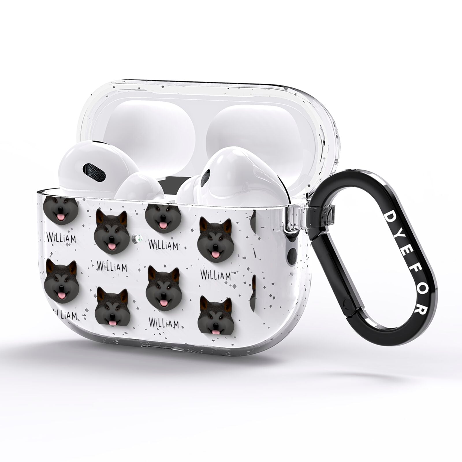 Japanese Akita Icon with Name AirPods Pro Glitter Case Side Image