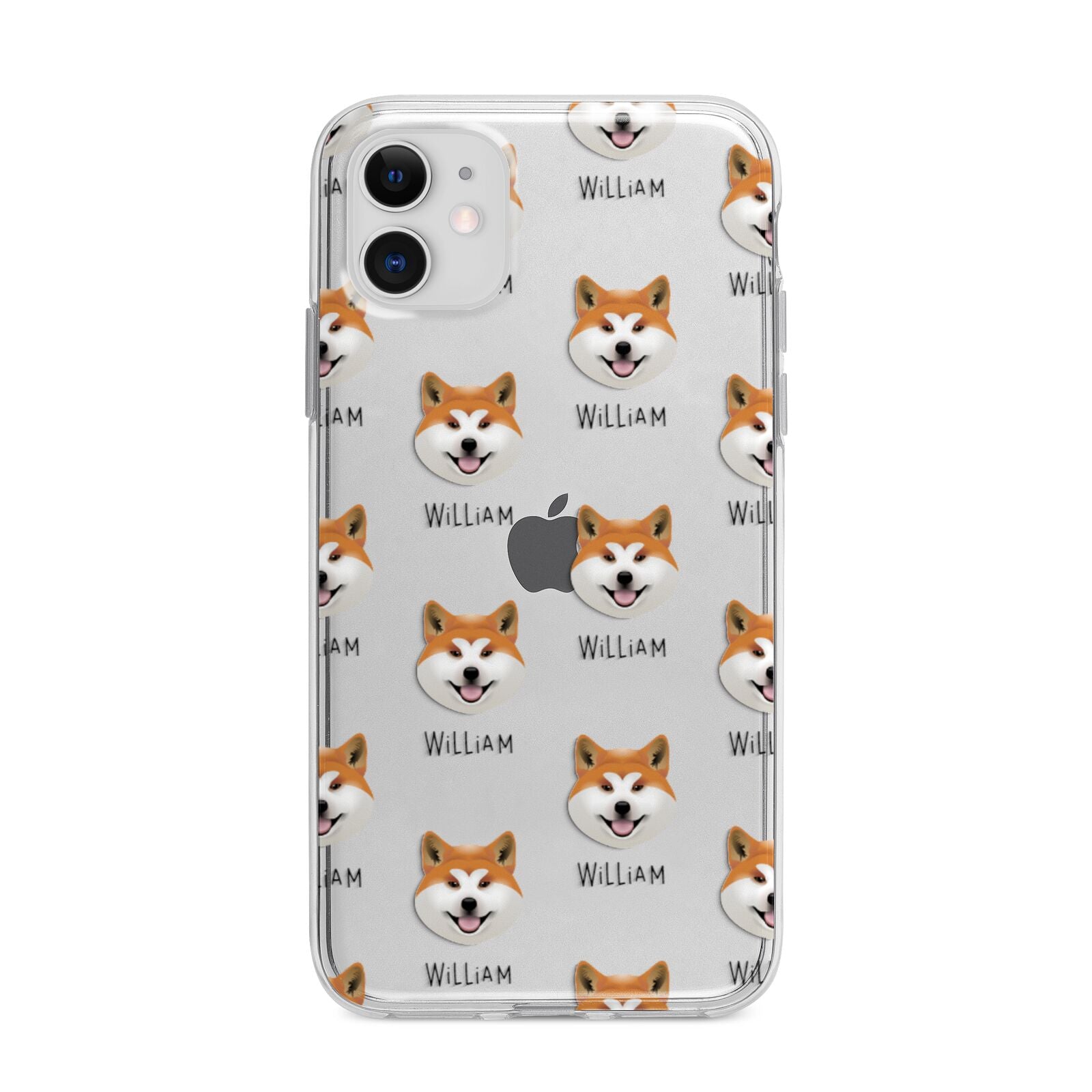 Japanese Akita Icon with Name Apple iPhone 11 in White with Bumper Case