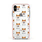 Japanese Akita Icon with Name Apple iPhone Xs Impact Case Pink Edge on Silver Phone